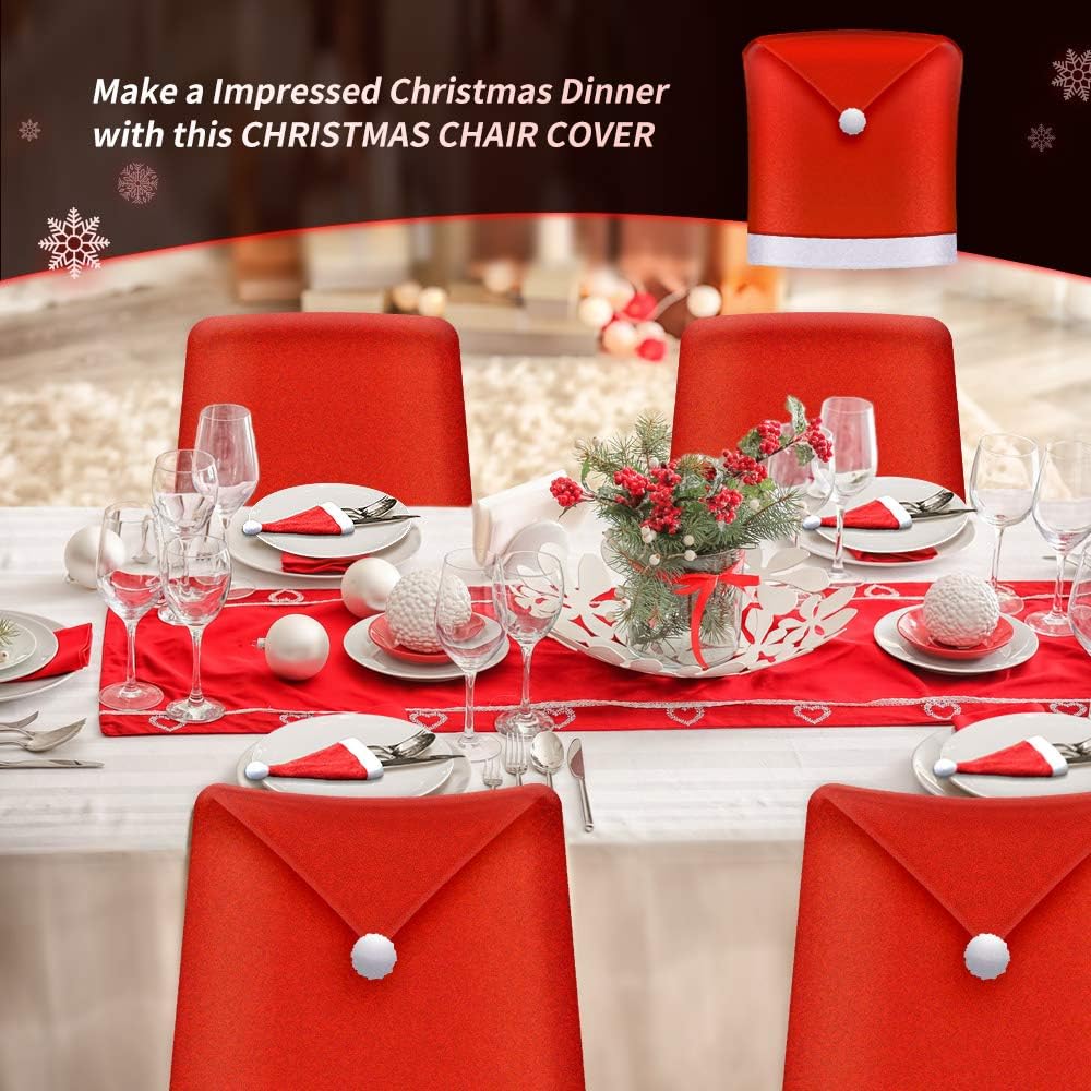 Black Friday Clearance kortes 8 Pack Christmas Chair Back Covers Non-Woven Fabric Design Santa Hat Slipcovers Decoration Xmas Chair Covers for Christmas Festive Home Dinner Tale Chairs Decorations 🔥 Flash Sale kortes 8 Pack Christmas Chair Back Covers Non-Woven Fabric Design Santa Hat Slipcovers Decoration Xmas Chair Covers for Christmas Festive Home Dinner Tale Chairs Decorations