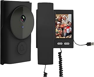 Winnes Kabellose Video-Türklingel für den Außenbereich, 3,5 Zoll IPS-Display, 1080P Video-Türsprechanlage mit Kamera, Zwei-Wege-Audio, Infrarot-Nachtsicht ohne WLAN und App (schwarz)