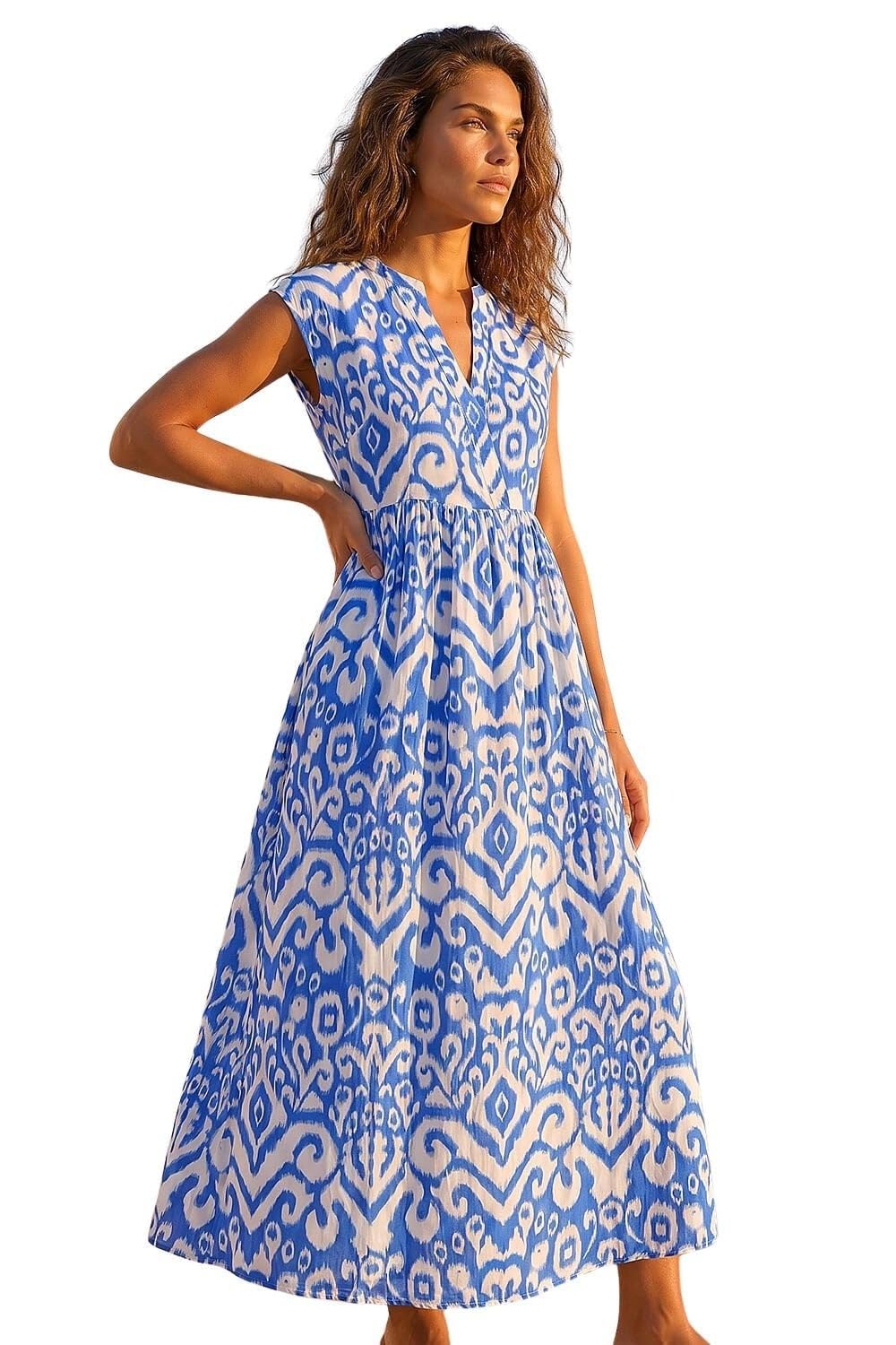 Roman Women's Royal Aztec Print Midi Smock Dress In Size 18