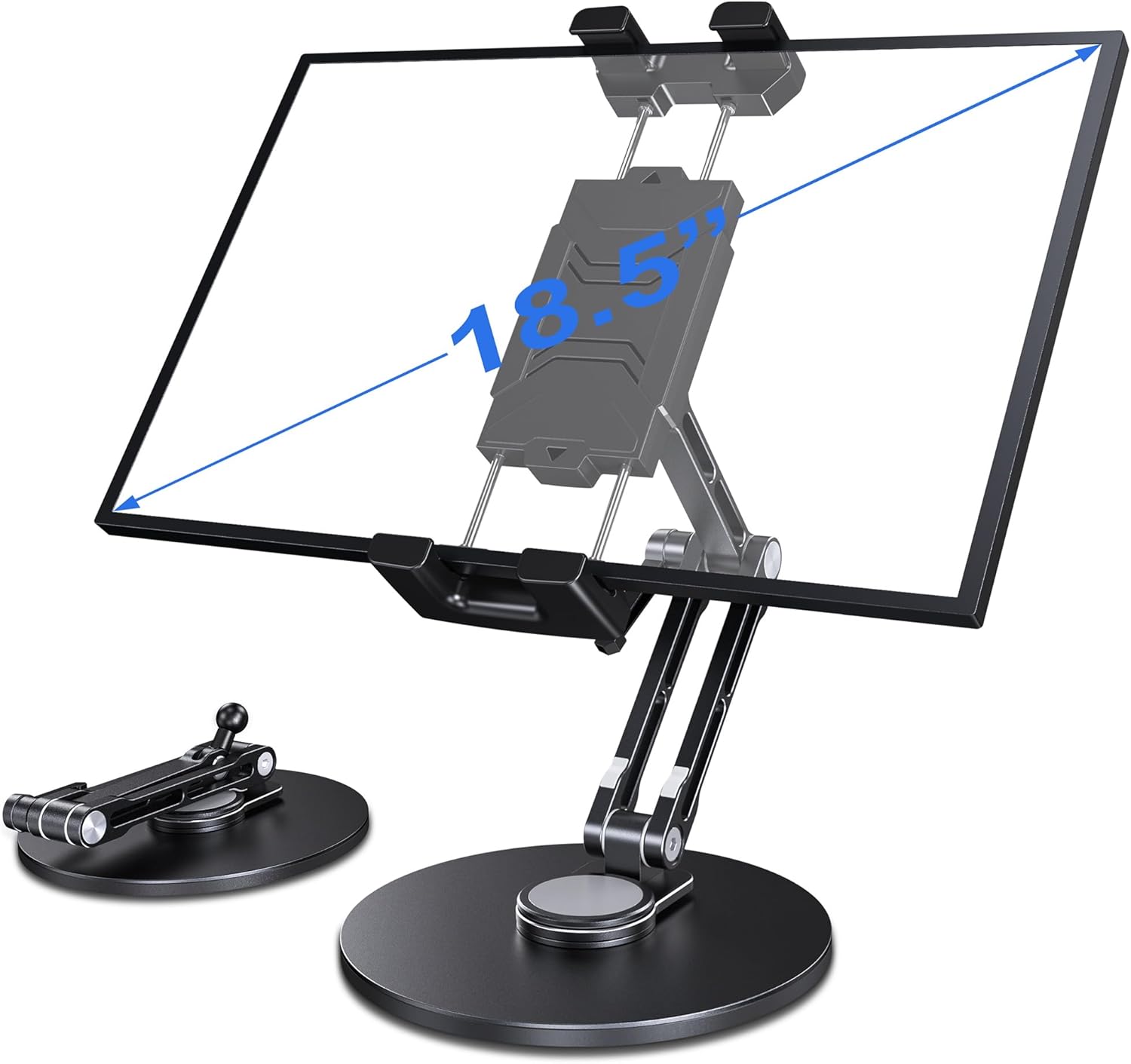 CreaDream Portable Monitor Stand, 360° Swivel & Foldable, Heavy Duty Aluminum w/Large Clamp, Holds 8.8lbs, Fits 11-18.5" Screens & iPad, Tablets, for Home Office, Kitchen, Travel, Gaming