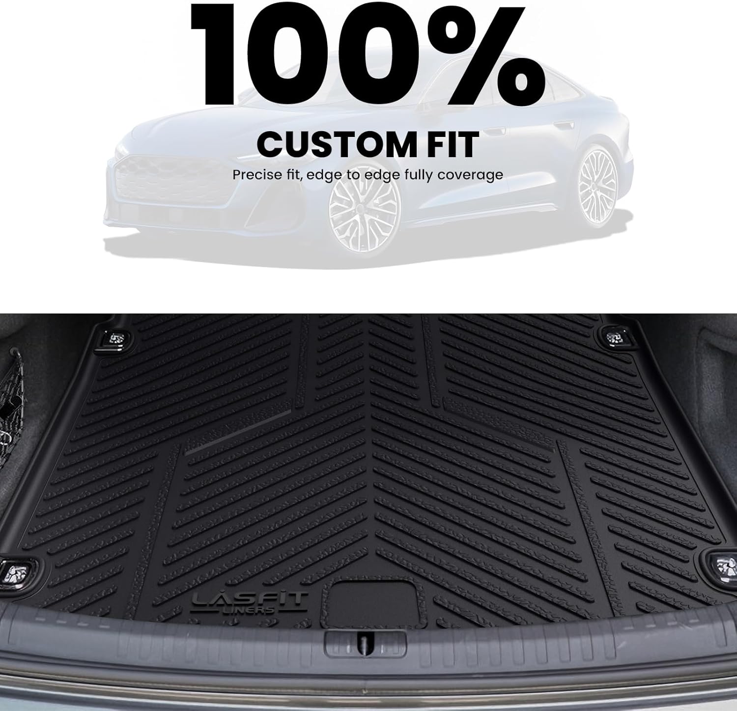 LASFIT Cargo Mat for Audi A5/S5 2025-2026(New Body), Custom Fit All-Weather TPE Rubber Trunk Mat for Audi Accessories, Waterproof, Easy to Clean, Black - Image 4