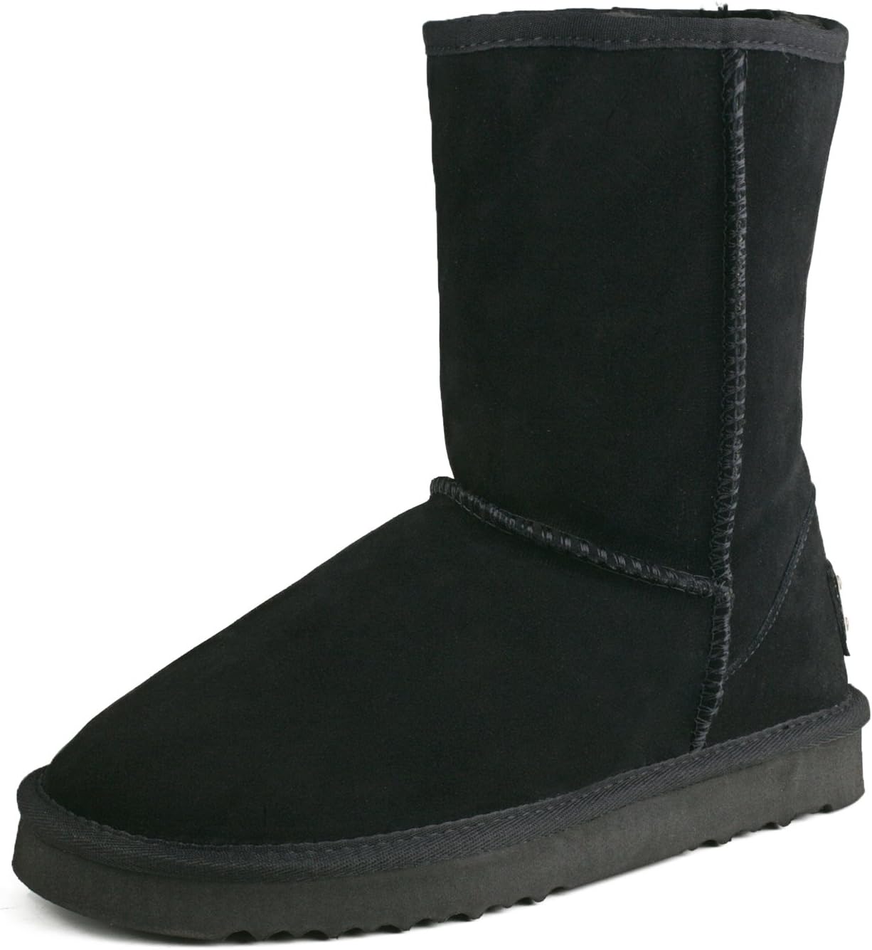 Women's Leather Short Snow Boots Mid-calf Winter Shoes