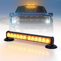 Dinfu 12 Colos LED Figyelmeztető Fénysor - 12V Sárga Villogó Szalag 14 Üzemmóddal - Autó, Teherautó, Traktor Vészjelző Lámpa Szivargyújtós C 1