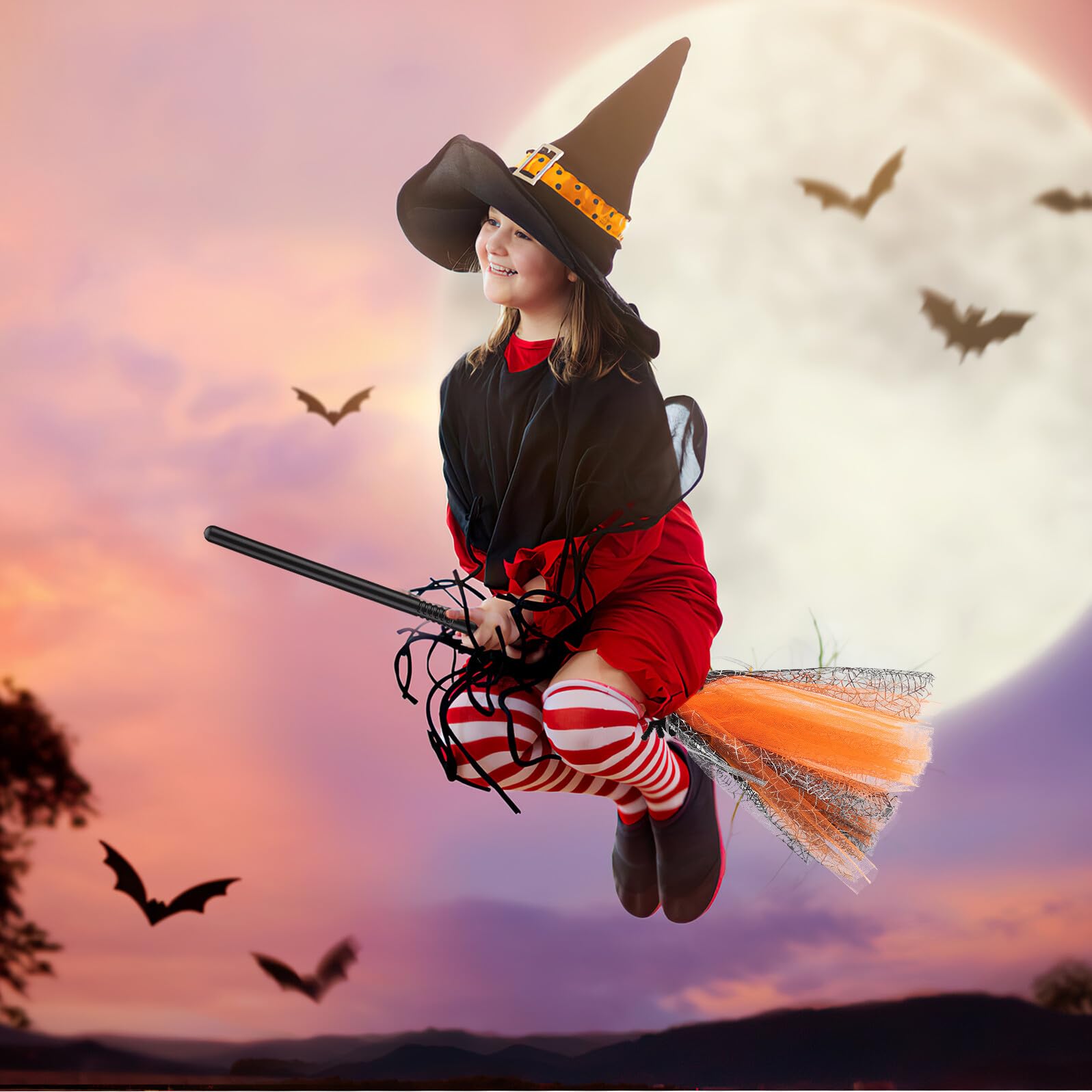 UPKOCH Scopa da Strega per Halloween in Plastica Morbida e Garza, Accessorio Cosplay Facile da Tenere per Bambini, Decorazione Creativa per Festa di Halloween
