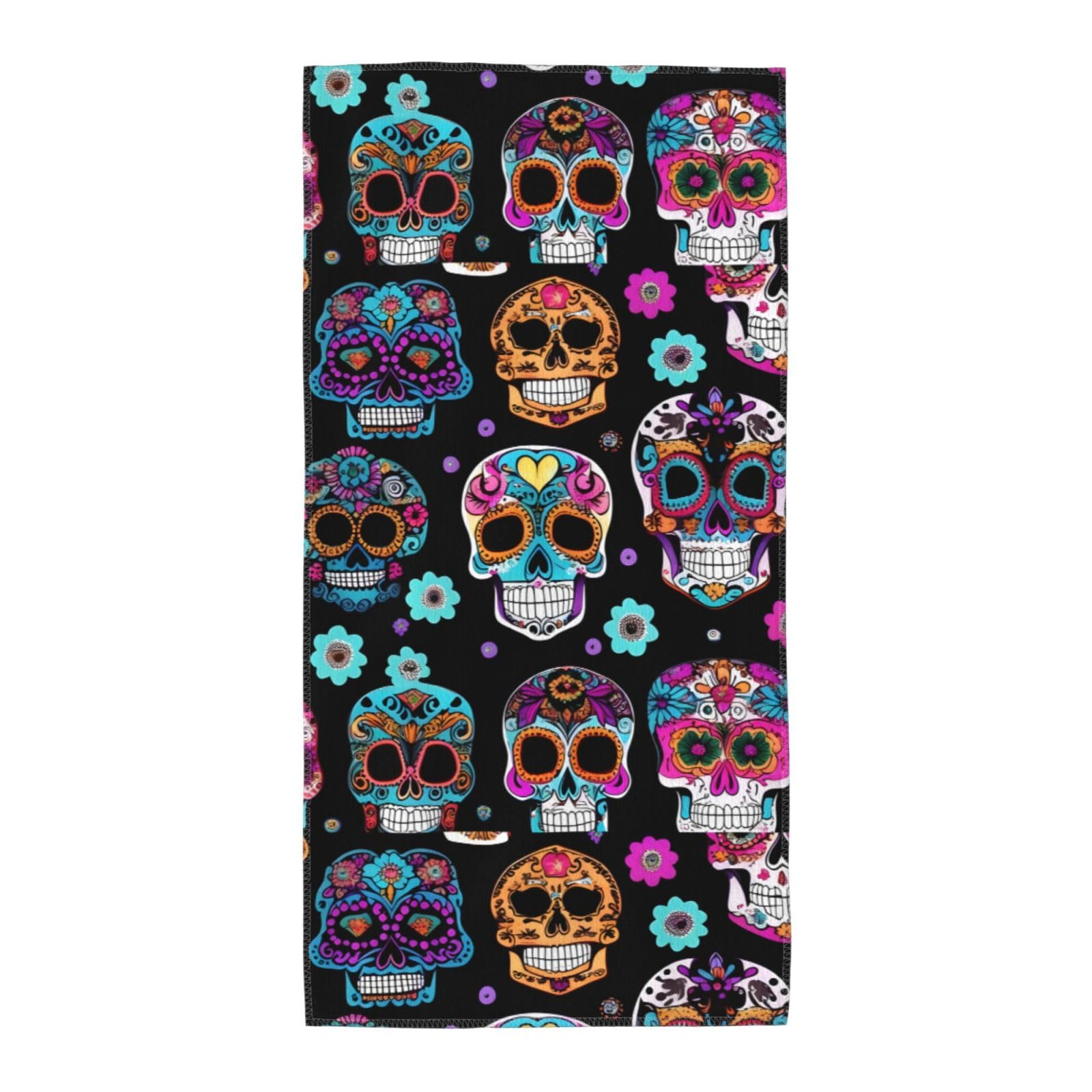 Oazcvbnn Unisex Black Sugar Skull Print Extra Long Beach Towel Soft Comfortable Quick-Dry Gym Hiking Picnics Swimming
