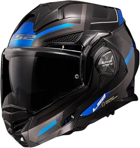 LS2 FF901 ADVANT X SPECTRUM FLIP-FRONT MODULAR MOTORBIKE HELMET ECE 22.06 Motorcycle Convertible Full Face Helmet, Black Titan Blue