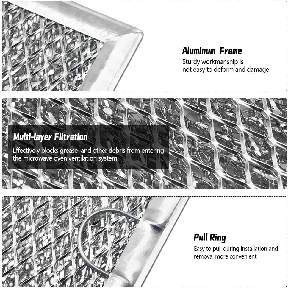 Microwave Grease and Charcoal Filter Kit, Fit for GE Microwave Oven JVM6175EK6ES JVM6175YK6FS JVM6175SK6SS QVM7167RN8SS, Pack of 3