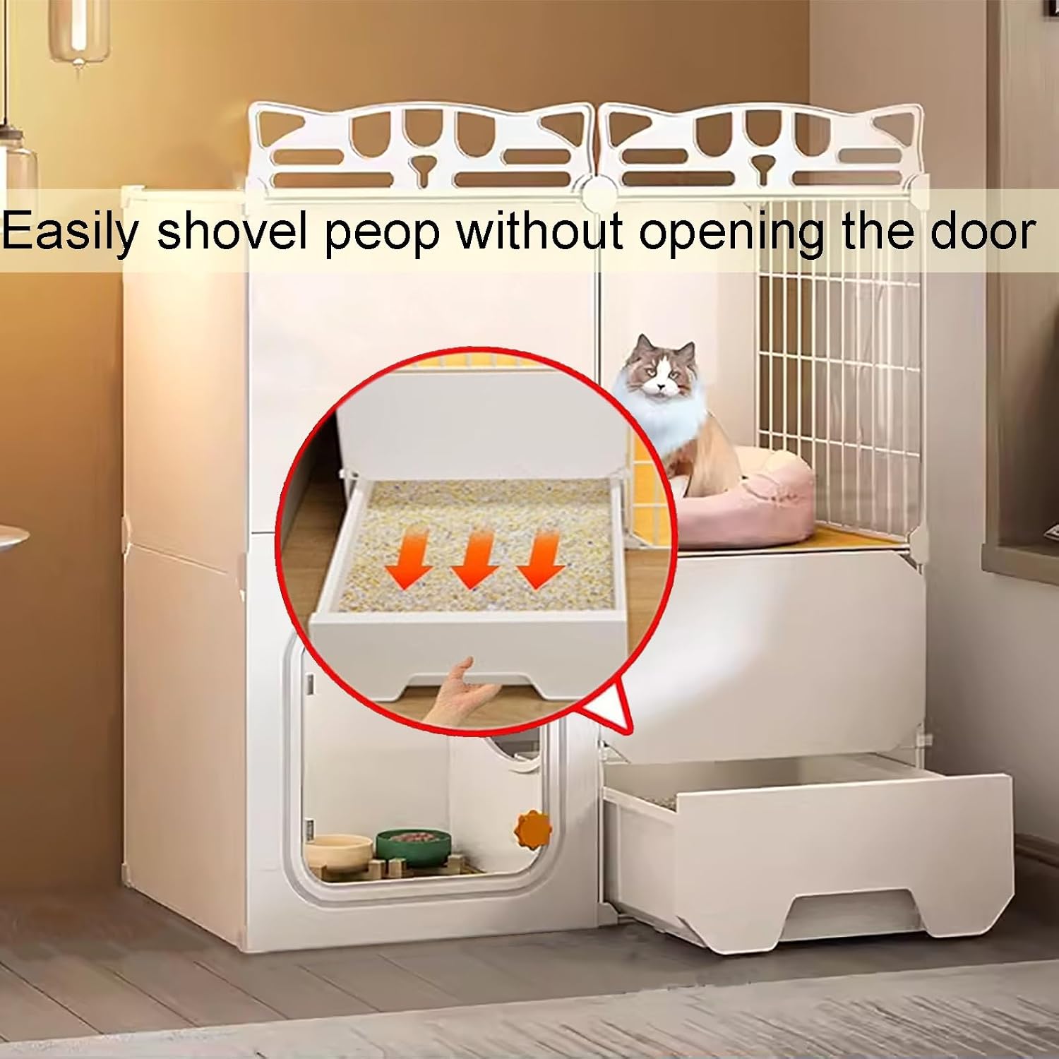 DIY Multi-Layer Indoor Cat Enclosure with Removable Litter Box - Easy to Assemble & Clean Pet Fence for Home Use, Perfect for Cats and Kittens