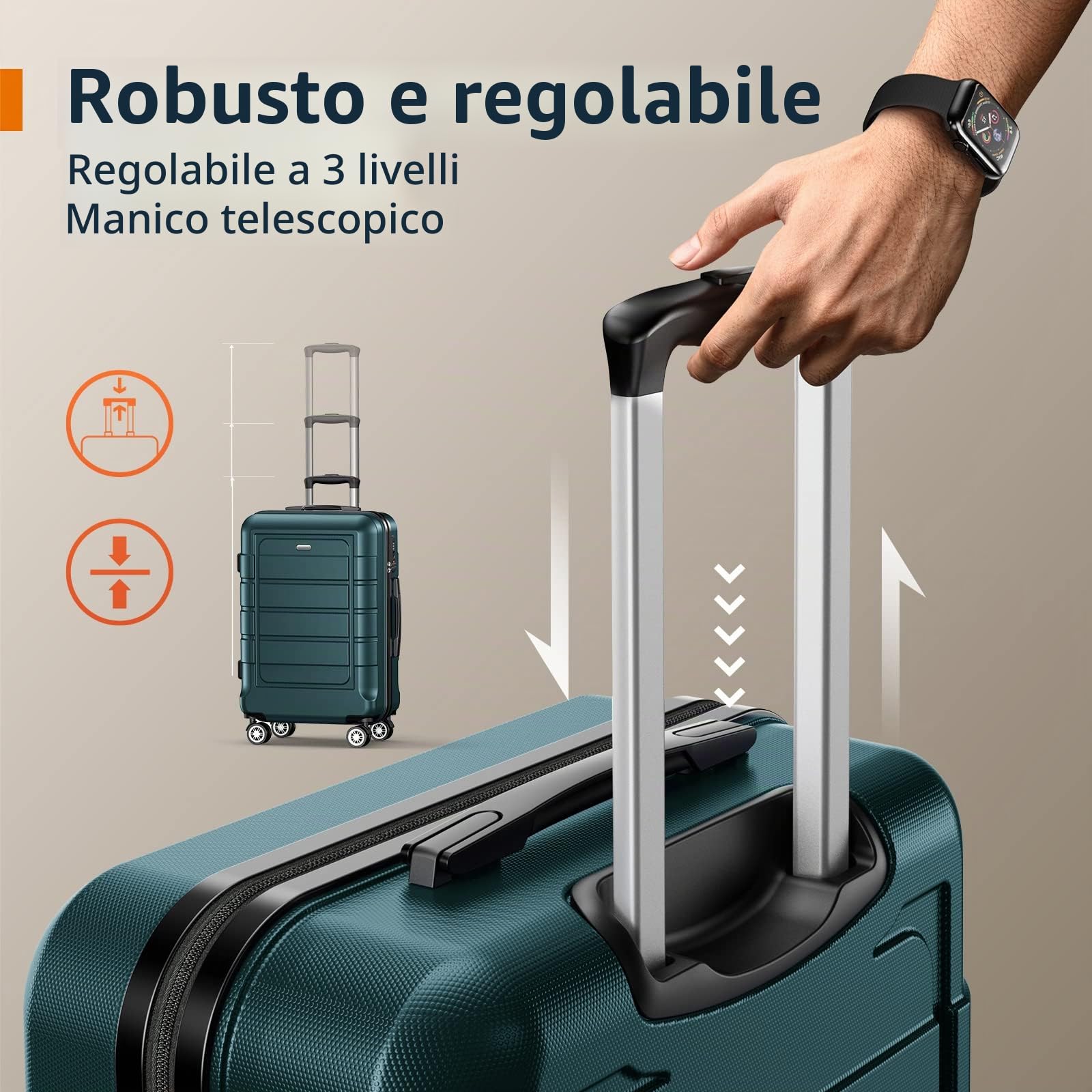 SHOWKOO Valigia Trolley Espandibile Ultra Leggero ABS+PC Durevole Valige Trolley da Viaggio con Chiusura TSA e 4 Ruote Doppie
