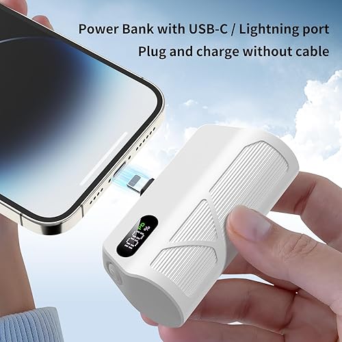 Miniatura 8 de Cargador portátil de 5000 mAh con cables integrados, carga rápida PD20W, puertos duales (compatible con tipo C y Apple), diseño compacto para viajes