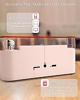 Vista 9 de Waves Vinyl Bluetooth Speaker Pink,Mini Record Player Style Speakers with Ocean Sound White Noise, Retro Bluetooth Speakers Cute with Light and