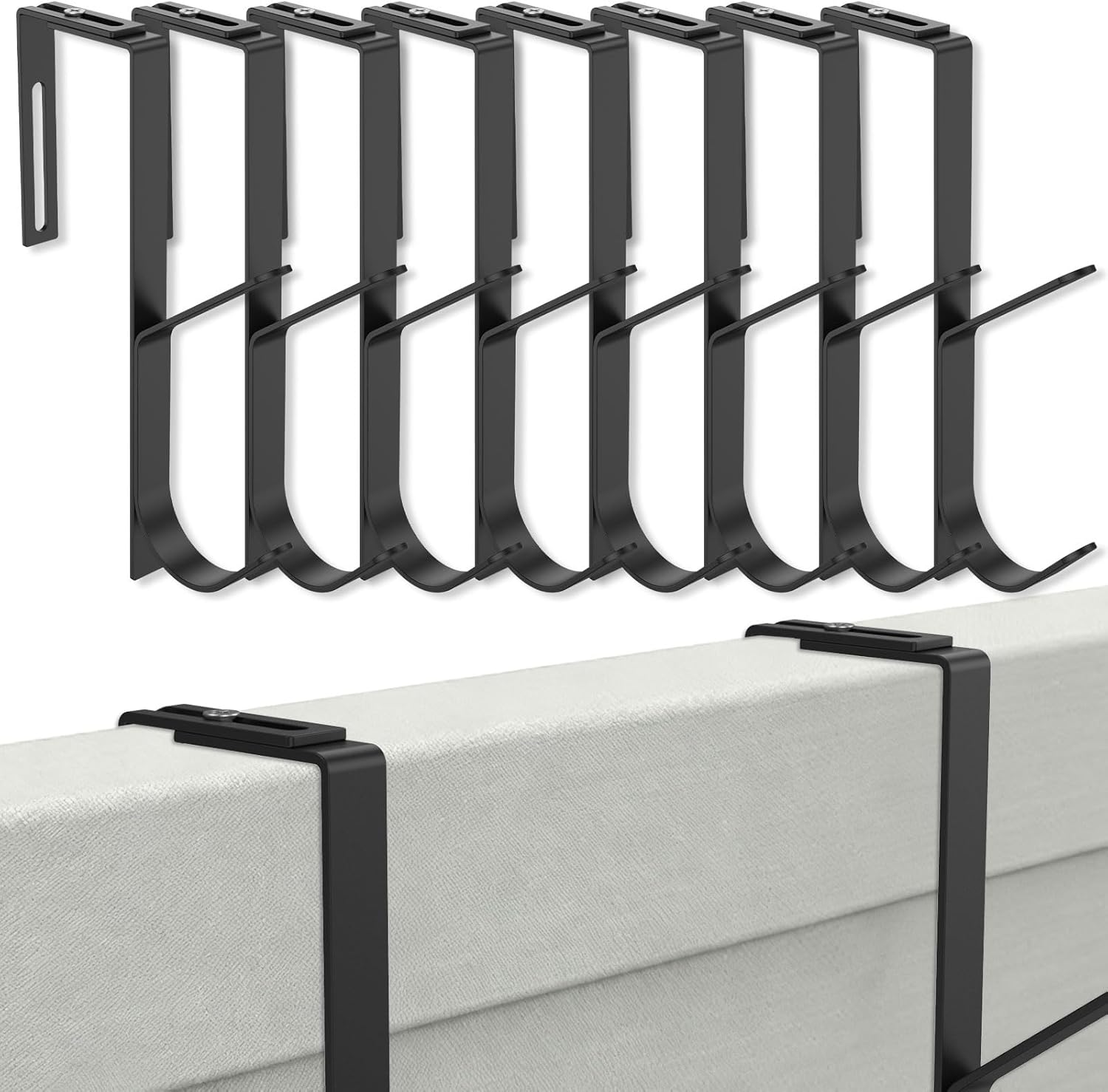 8 Pack Heavy Duty Adjustable Double Hook for Over the Door & Cubicle Wall, 2 Tier Metal Coat Hooks with Screwdriver, Double Coat Hooks for Cubicle Panels, Closet, Hanging Coats, Bags, Towels