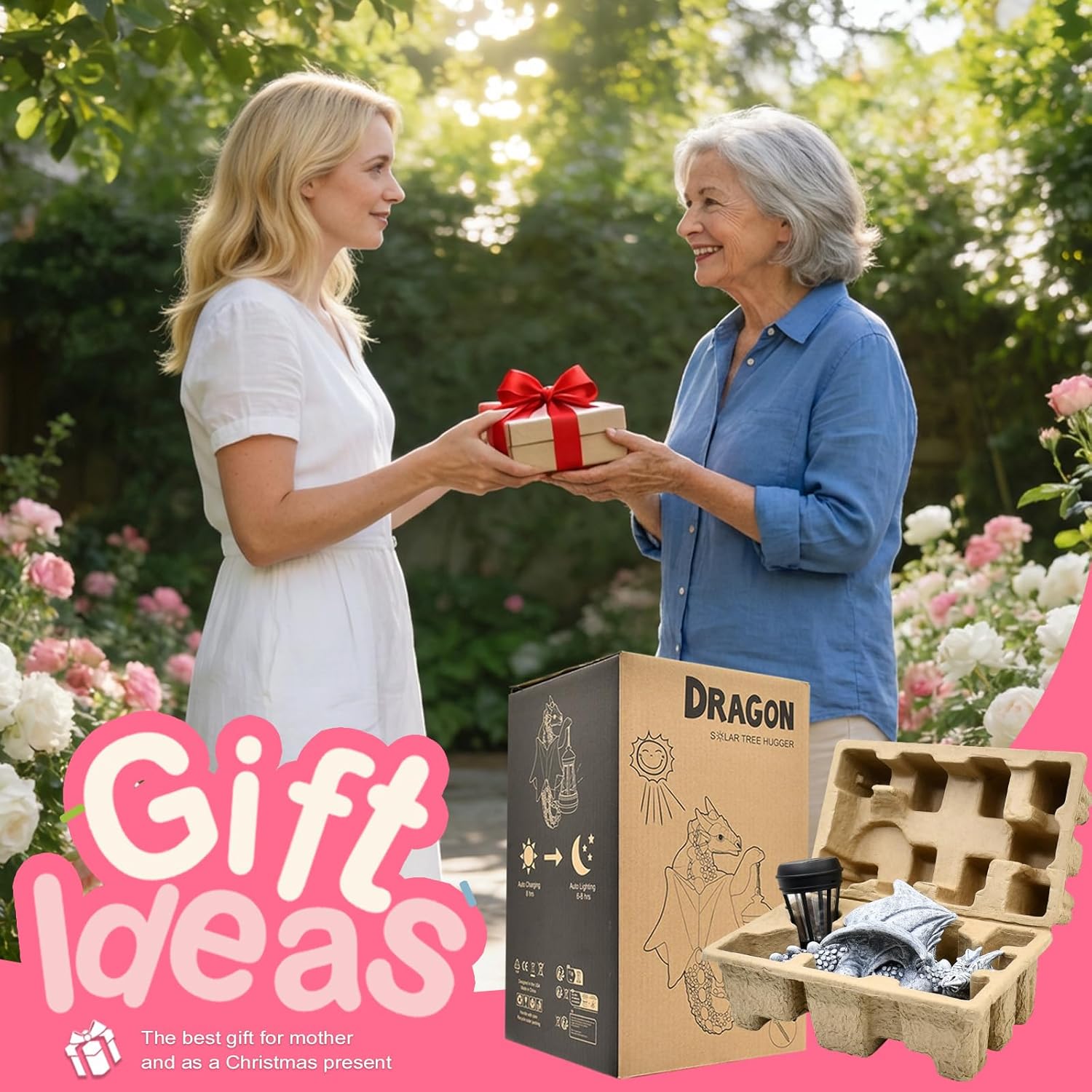 Goodeco Dragon Tree Hugger Solar Lantern Garden Statue - 9.3 Inch Resin Dragon Decor for Outdoor, Perfect Garden Gift & Yard Decor - Image 3