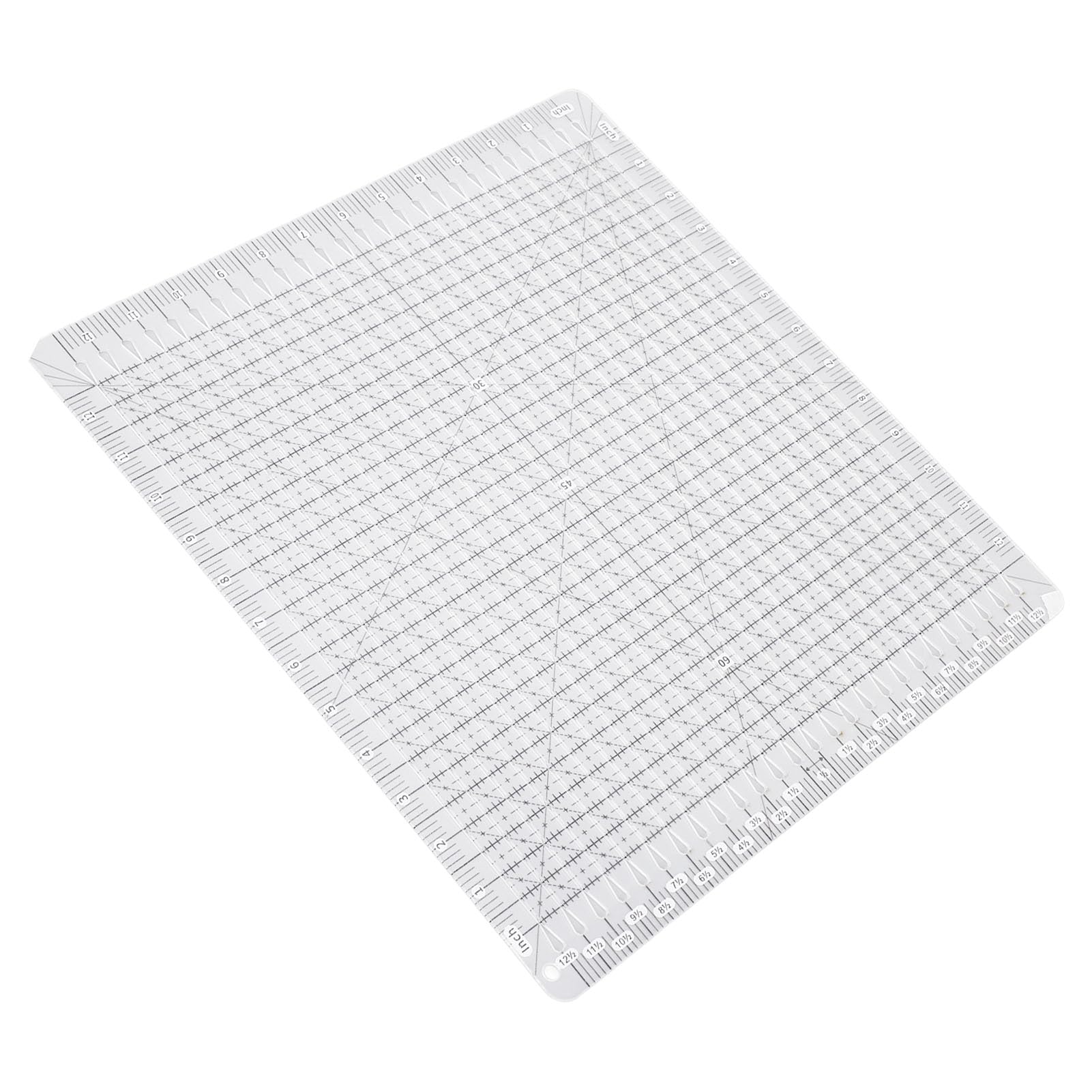 Eujgoov Righello per Quilting con Intaglio in Acrilico 12, 5x12, 5 Pollici Modello per Taglio Preciso del Tessuto, Cucito, Patchwork, Lavorazione Artigianale