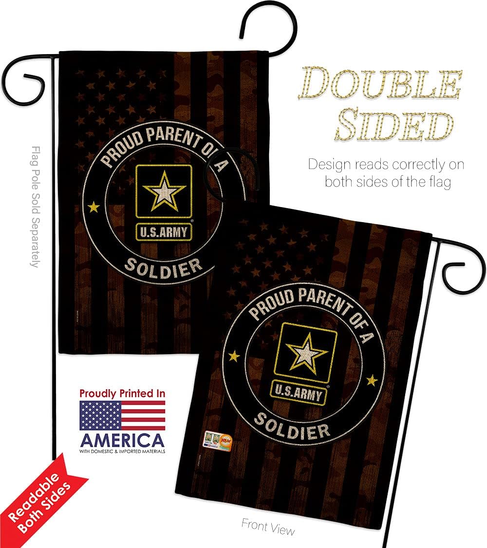 US MILITARY Proud Parent Army Burlap Garden Flag Pack Armed Forces Rangers United State American Military Veteran Retire Official Applique House Banner Small Yard Gift Double-Sided, Made in USA