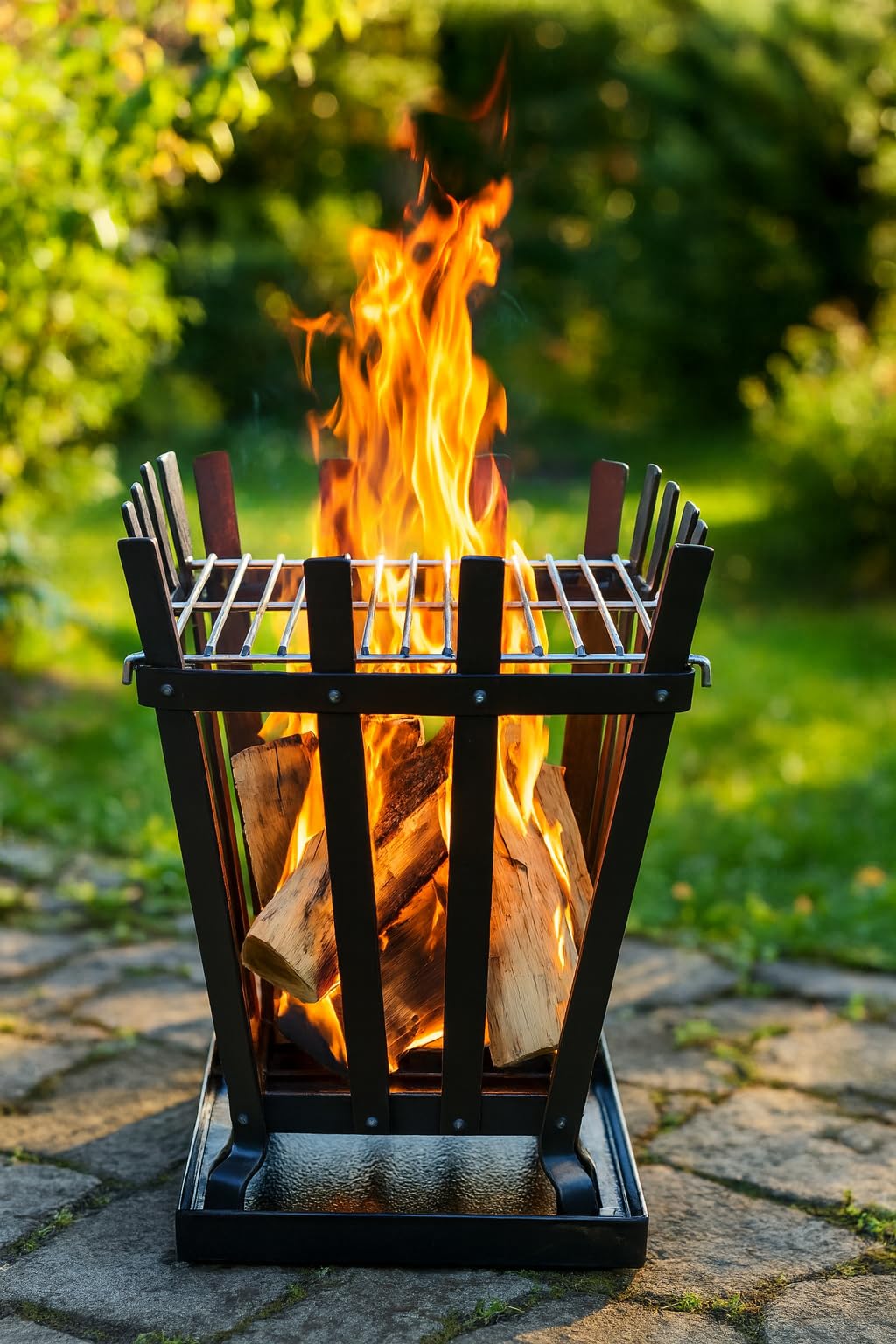 Chilz Square Bonfire Pit/Camp Warmer for Camping with Steel Tray,Outdoor Campfire Stand 30 * 30 * 42 centimetres Height and 10kg Weight Approx