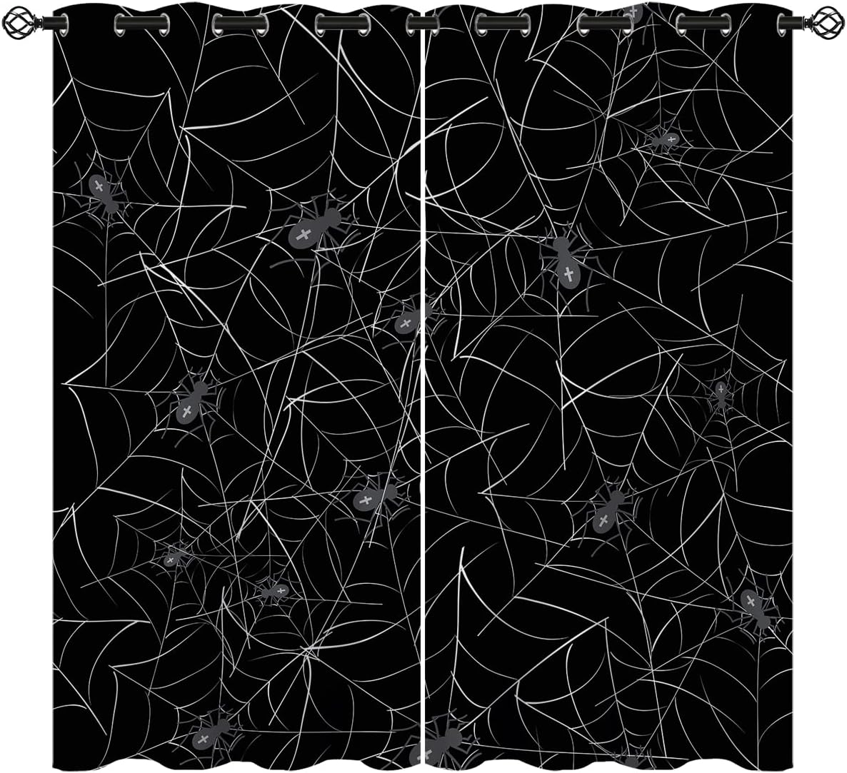 Scary Spider Web Blackout Curtains for Girls Boy Home Decor, Halloween Gothic Grommet Thermal Insulated Drapes Darkening Window Curtain for Bedroom Living Room, 42 x 45 Inch