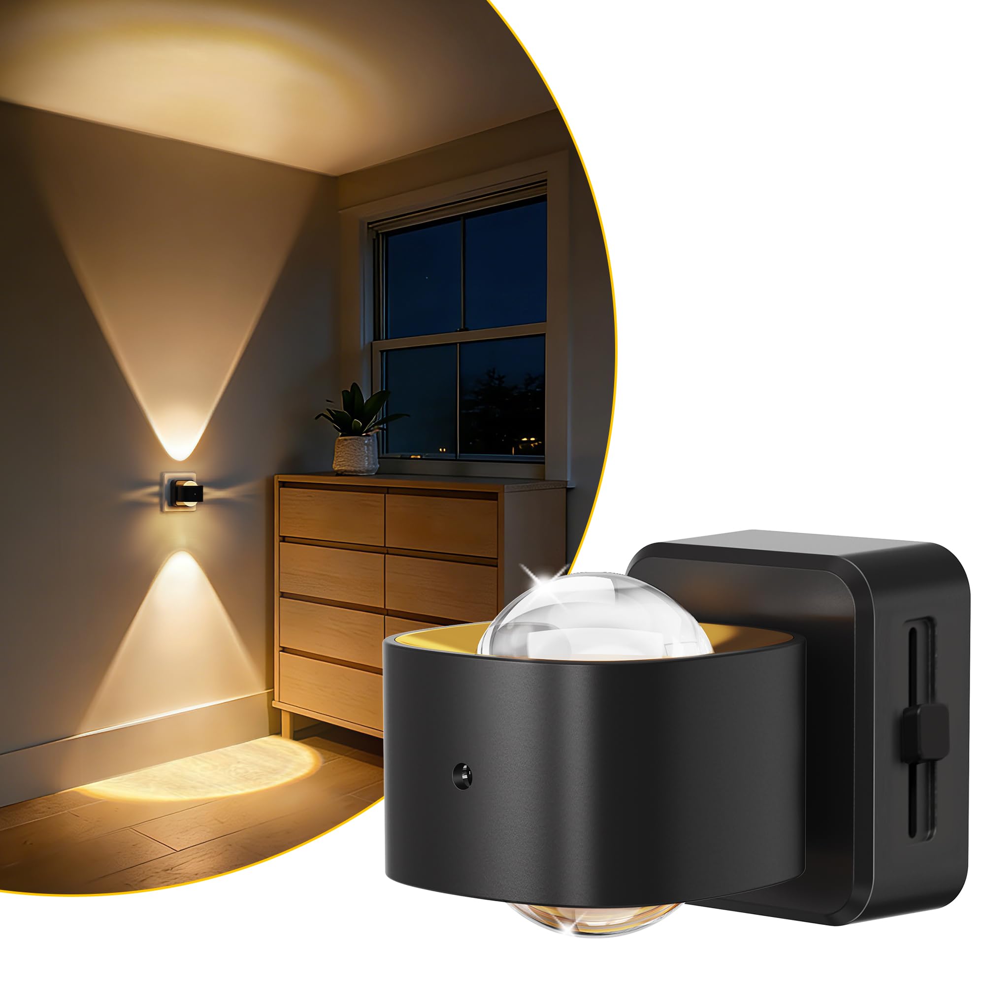 LOHAS-LED Nachtlicht Steckdose mit Dämmerungssensor, 180° Drehbarem Stecker, Einstellbarer Helligkeit 0–150 lm, 3000 K Warmweiß, Steckdosenlicht für Flur, Badezimmer, Treppe, Schlafzimmer, 1 Stück