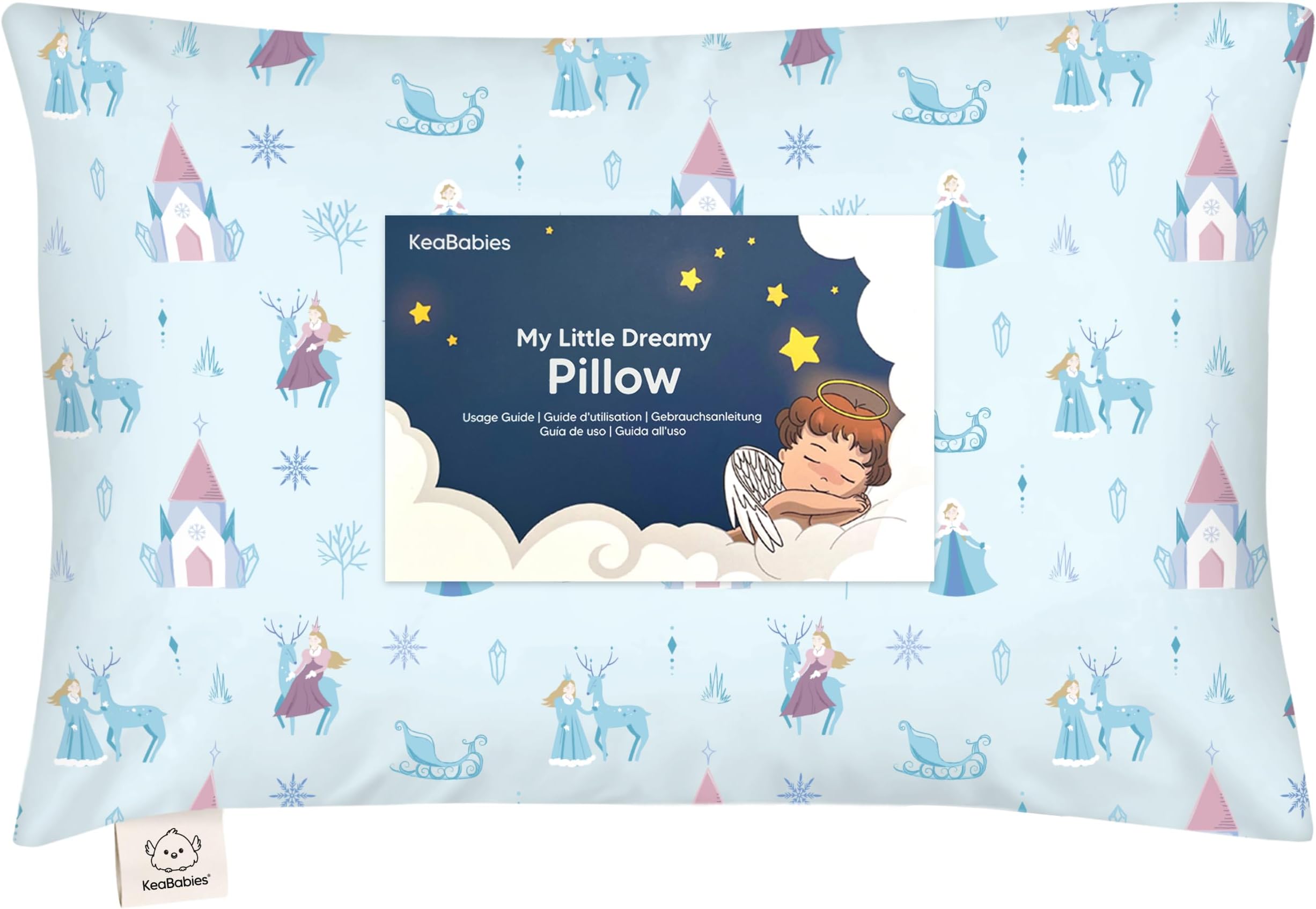 Toddler Pillow with Pillowcase - 13x18 My Little Dreamy Kids Travel Bed Pillows for Sleeping, Organic Cotton Small Pillowcase,Soft & Breathable,Machine Washable,Toddlers 2-5 years old(Enchanted Frost)