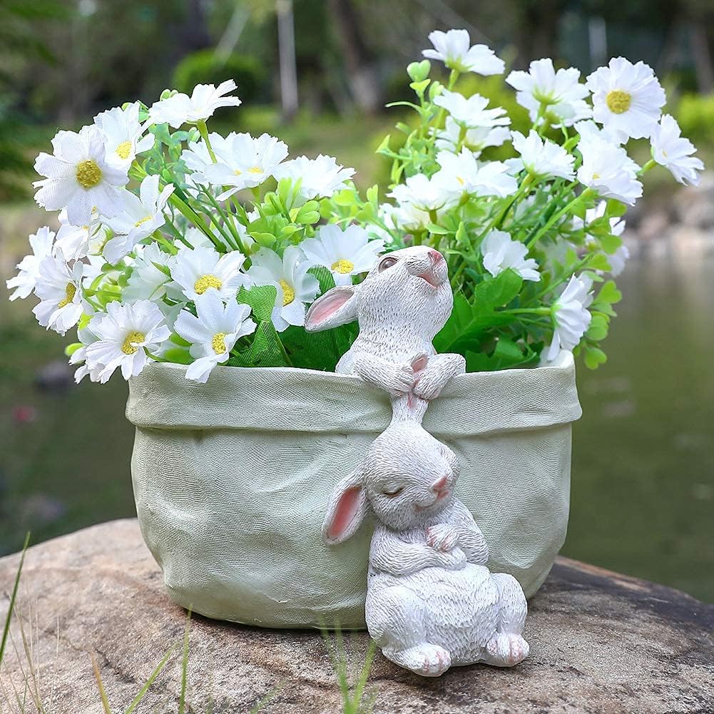 WONDHOME Rabbit Flower Pot Succulent Planter Garden Pots, Decorative Flower Pot, Animal Shaped Cartoon Planter Pots, Art Decorations(No Drainage Hole) : Garden & Outdoor