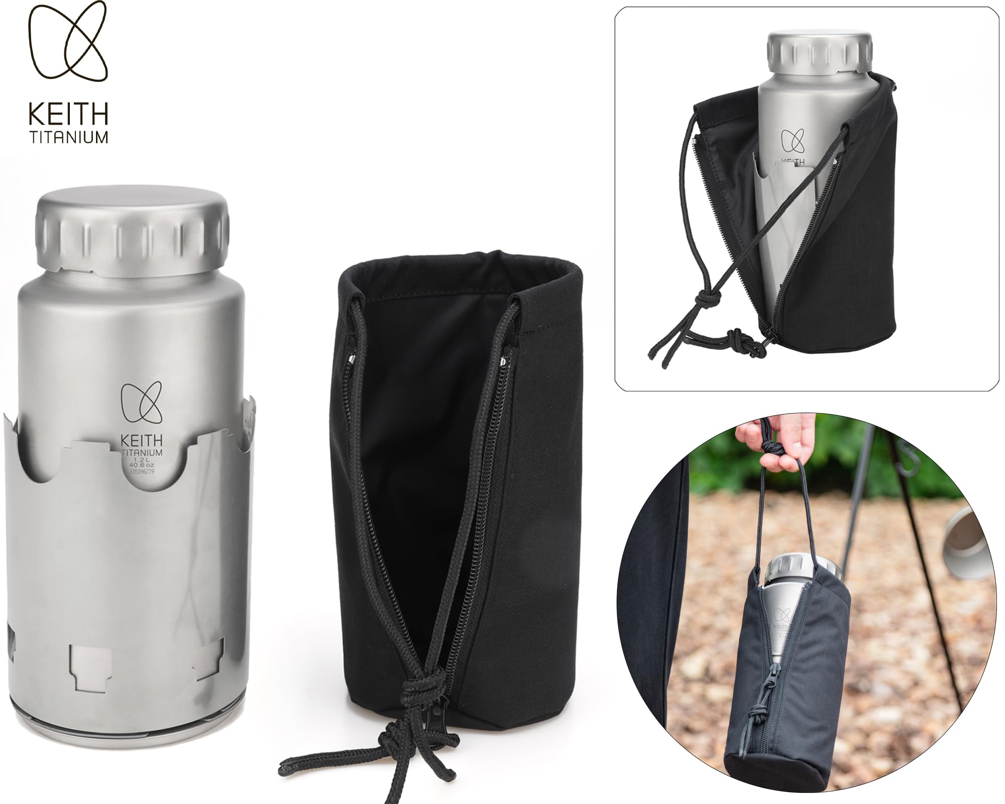 Amazon.co.jp: KEITH 純チタン キャンティーン 軽量 1200ml水筒+650ml