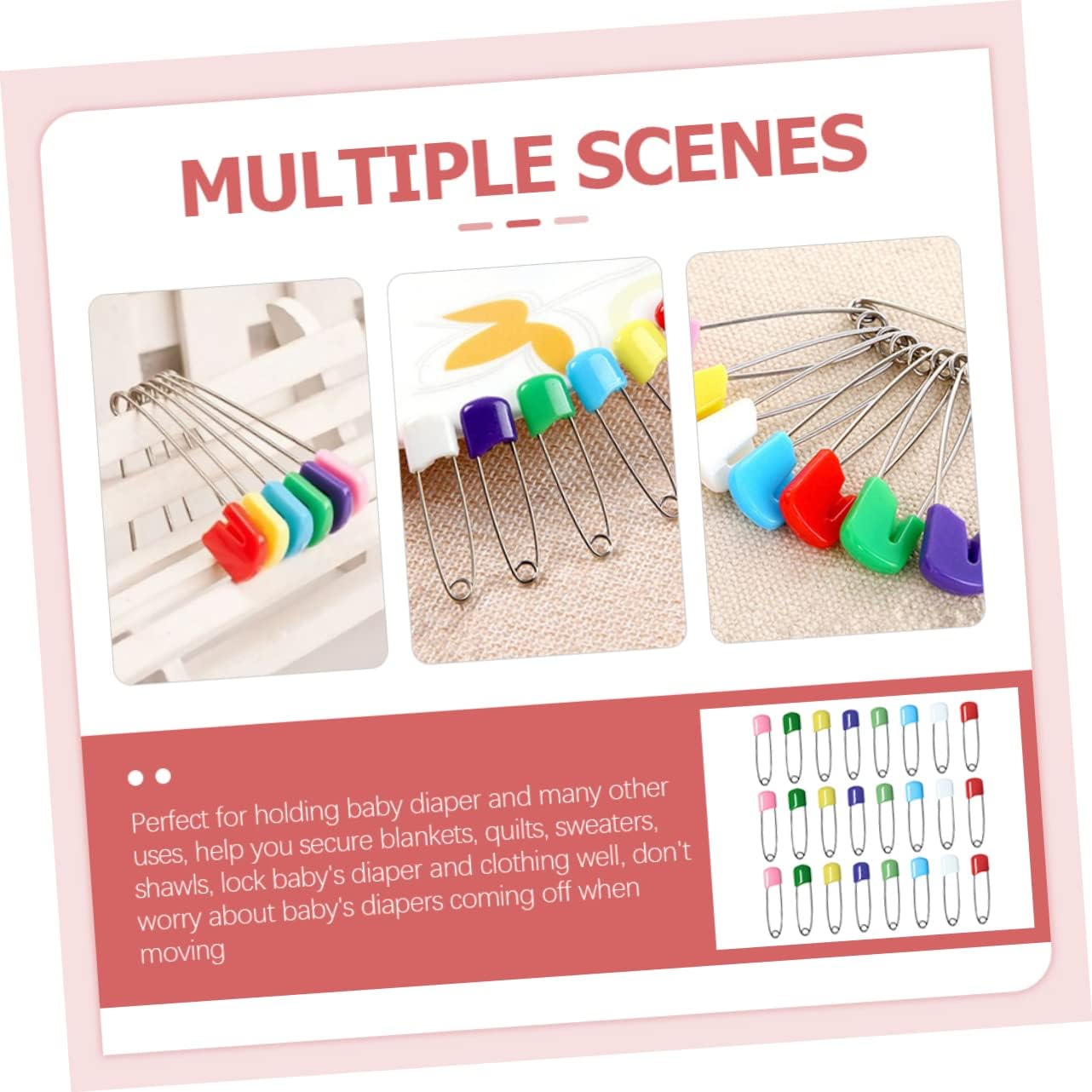 100pcs Colorful Baby Safety Pins Infant Plastic Head Diaper Pins for Newborns Cloth Diaper and Bib Accessories Essential Baby Supplies
