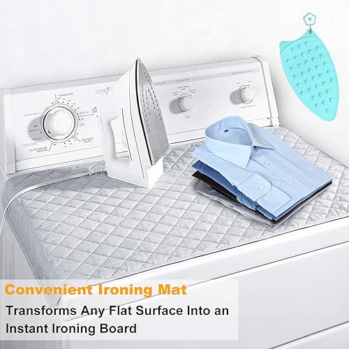 Miniatura 2 de Alfombrilla de planchar para mesa con almohadilla de soporte de hierro, manta de planchado portátil de viaje, cubierta plegable gruesa resistente al