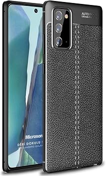 Microsonic Samsung Galaxy Note 20 i in K l f Deri Dokulu Silikon Siyah [Galaxy Note 20 ile Uyumlu K l f - Siyah]