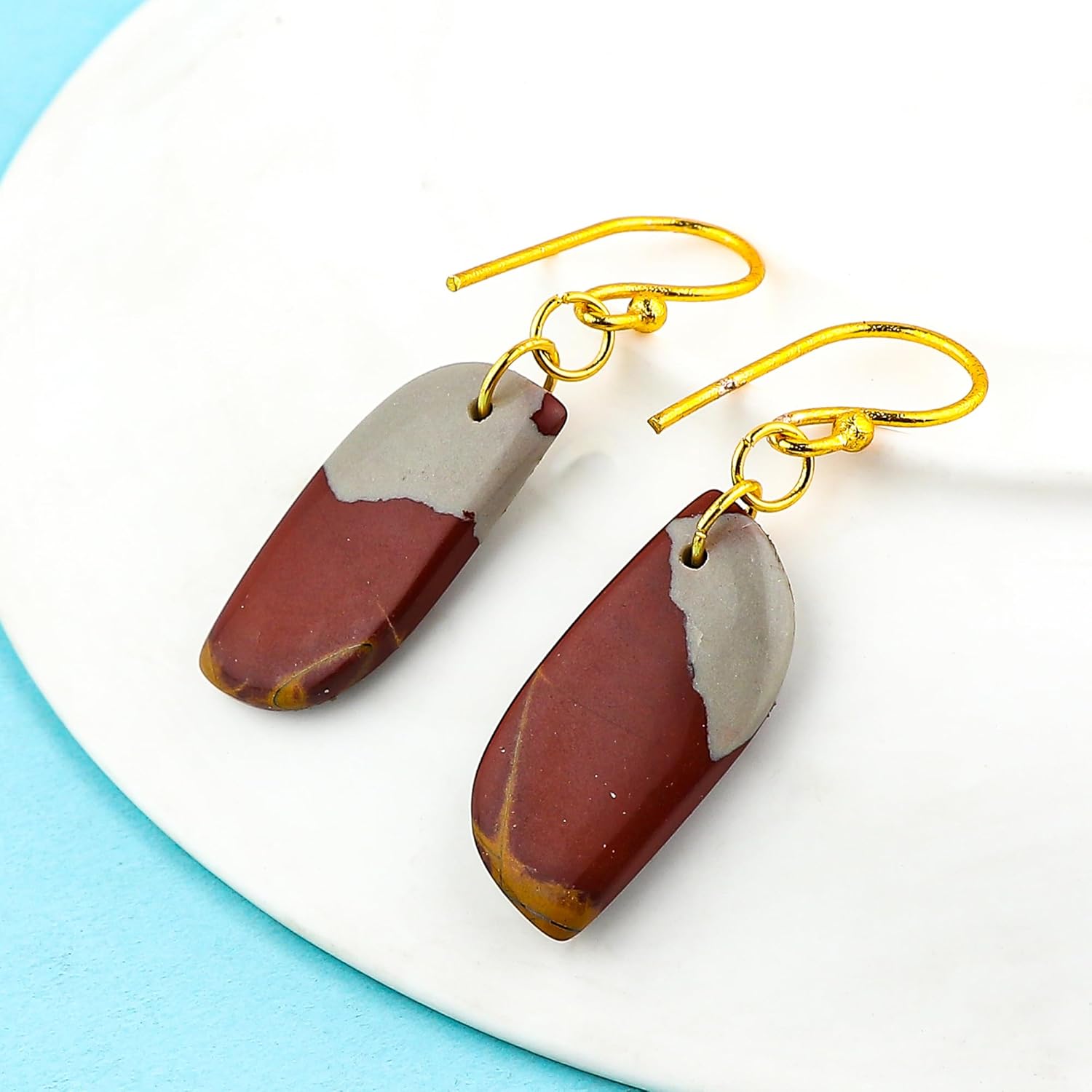 Natural Dangle Earrings, Gemstone Jewelry, Gold Hook, Handcrafted Gift for Her, 25-30 Carat - Image 4