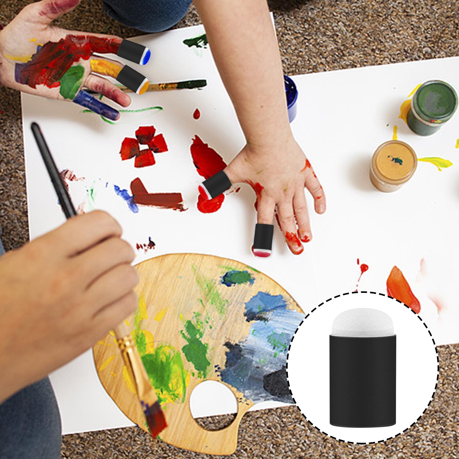 SYEYCW 30 Pièces Noir Éponges à Doigts Pour Peinture, Éponge