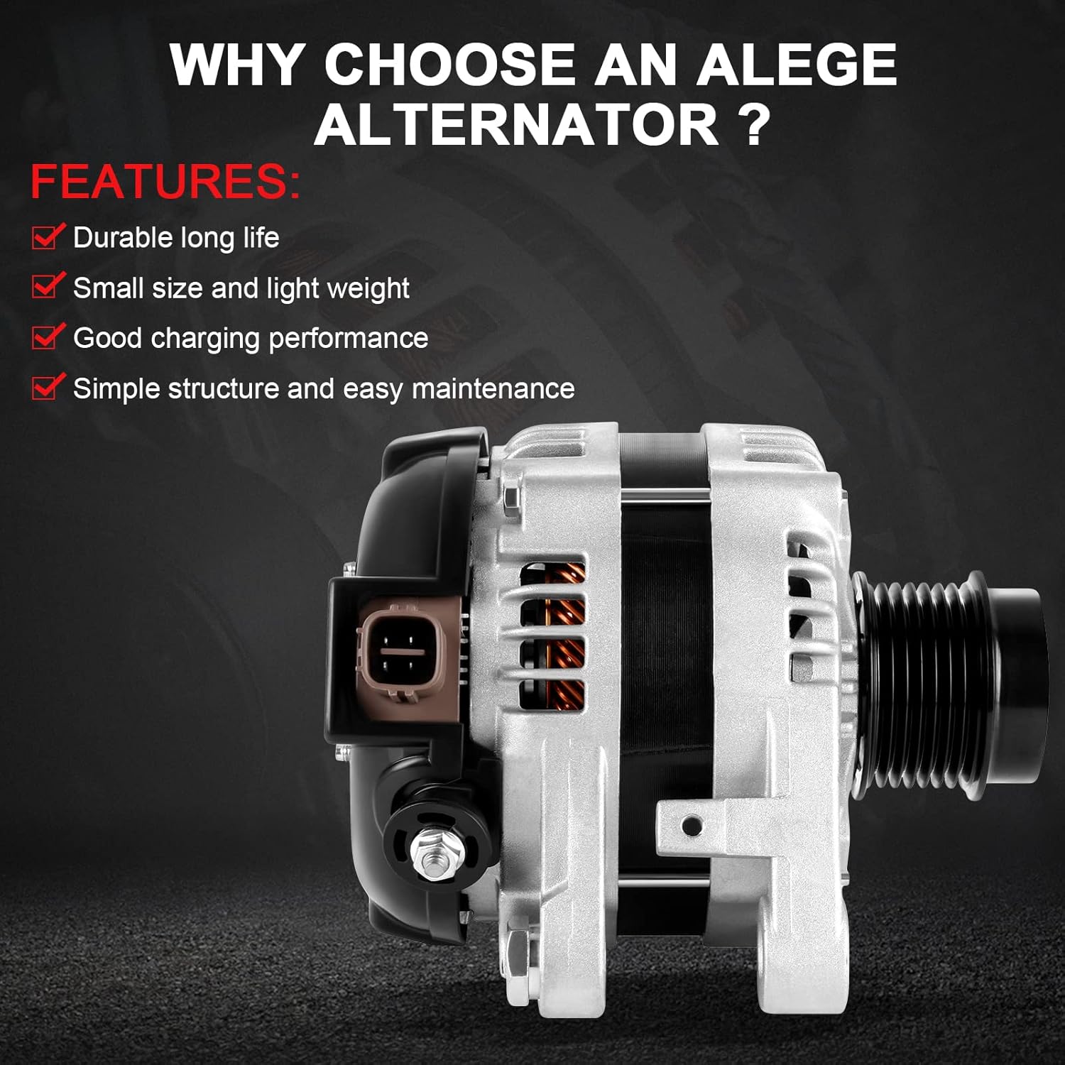 ALEGE New Alternator Replacement for RAV4 V6 3.5L 2009-2012, for RX350 V6 3.5L 2007-2009 High Output Alternator Replace 11136
