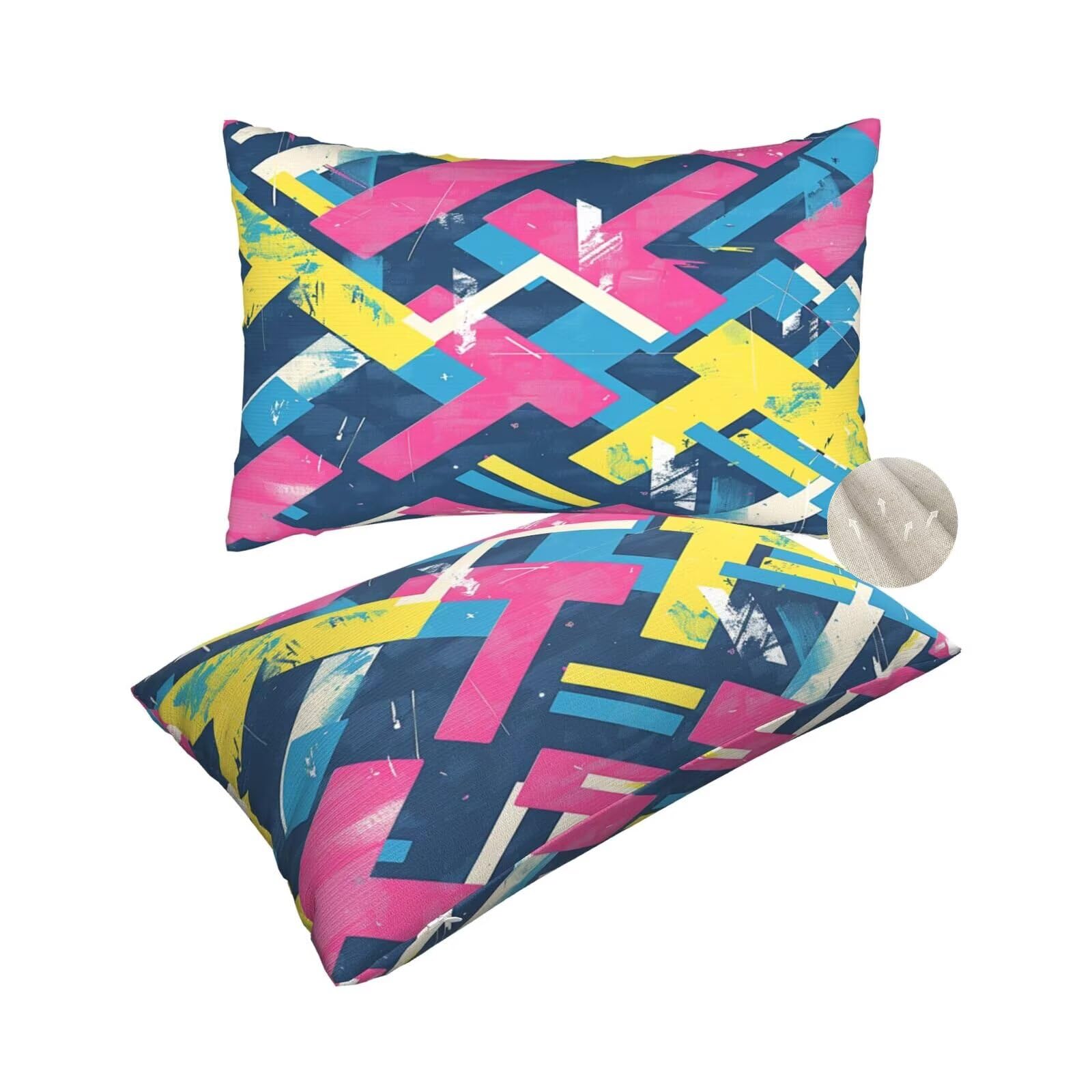 Housse coussin 50x80 cm résumé rectangulaire coloré pour canapé salon (lot de 2)