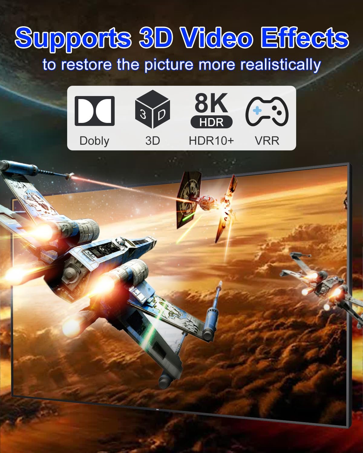 Hdmi Switcher 4 in 1 Out - New 8K@60Hz 4K@240Hz/144Hz/120Hz HDMI Splitter with Remote Support 3D/HDR/HDCP2.3, for PS5/4 Xbox Nintendo Switch Roku Apple TV Fire Stick 4 Port 8k HDMI2.1 Switch