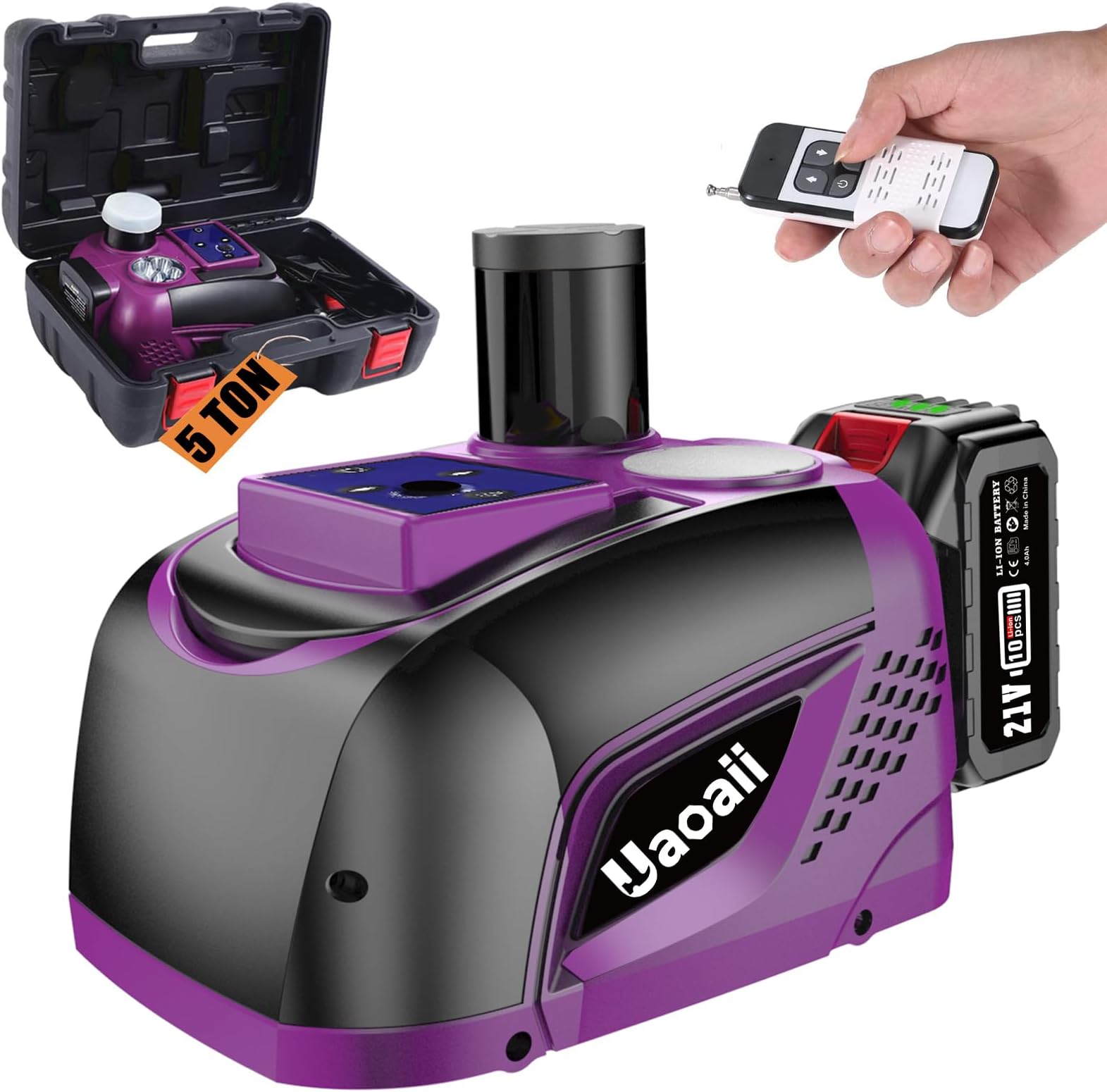 Uaoaii Elektrischer Wagenheber 5 Tonnen - Akku Betrieben 21V Mit LED Licht