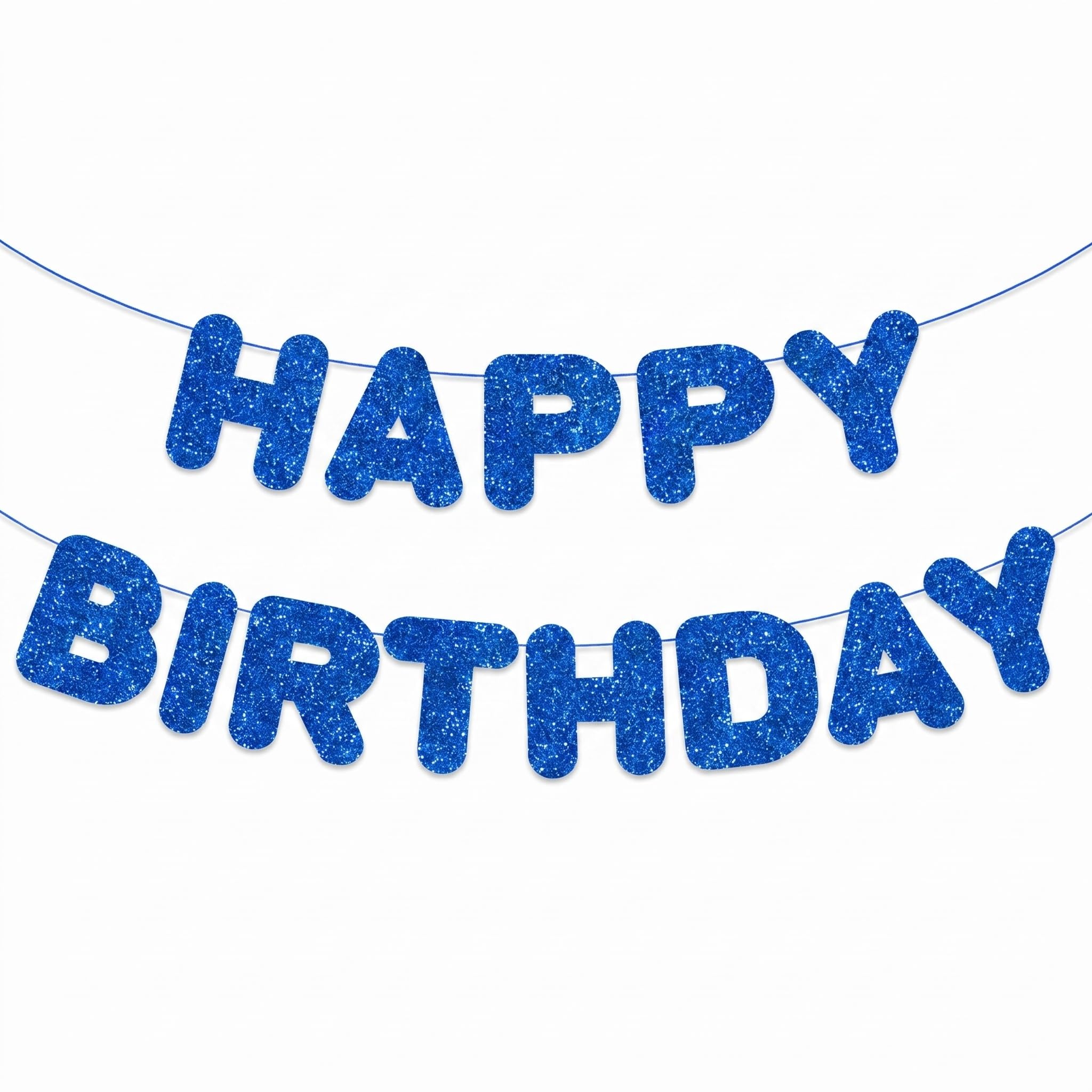 Blue Happy Birthday Banner-Happy Birthday Decorations for Men Women Boys Girls Glitter Garland Birthday Sign for Party Decor, Backdrop Supplies — image 1