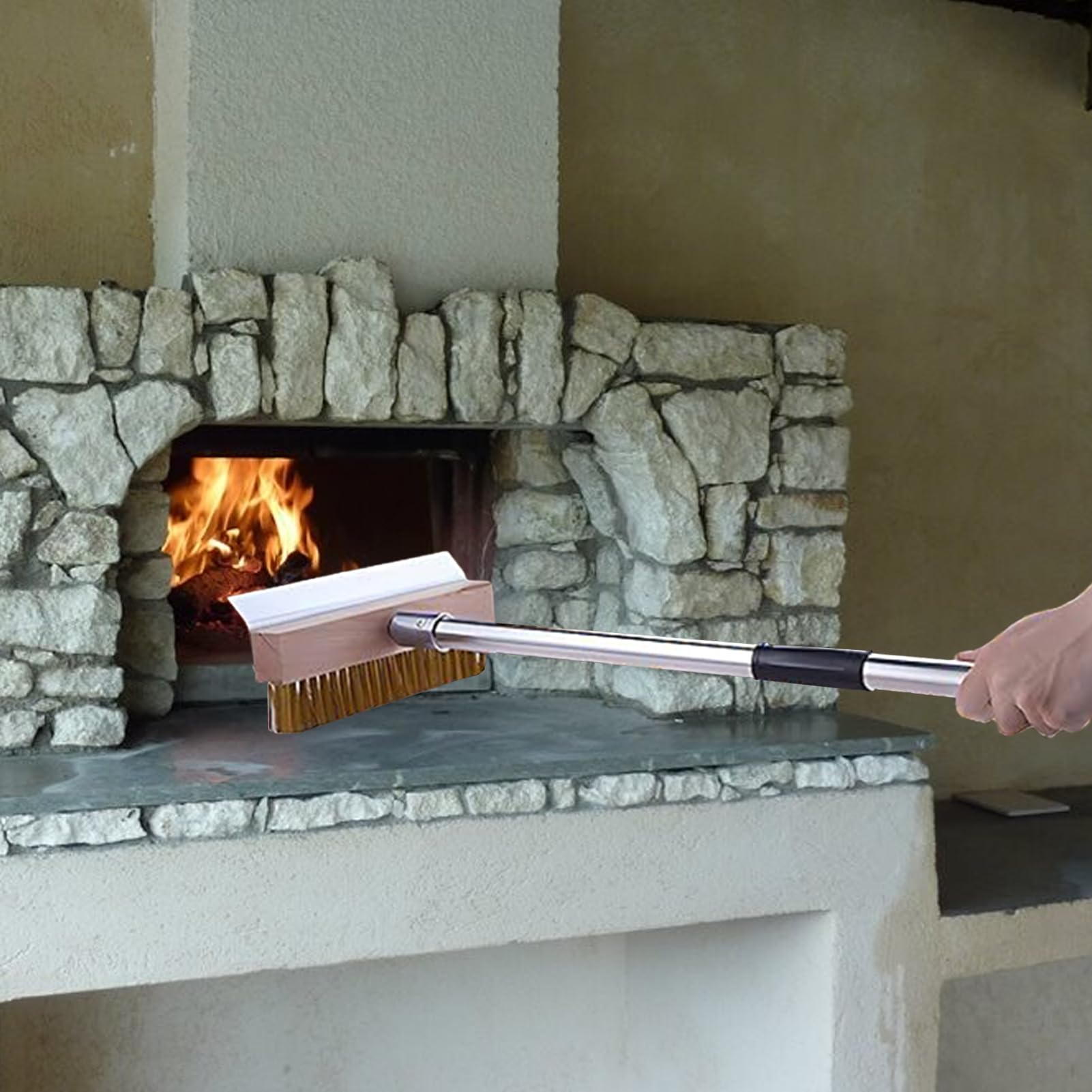 Pizzabürste für den Ofen | Grillbürste aus Aluminium mit langem Griff, Haushaltsreinigung