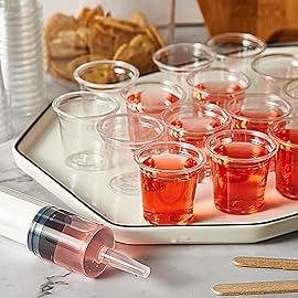 Lilymicky 500 PACK 1 oz Plastic Shot Glasses, 1 Ounce Clear Disposable Party Cups for Vodka, Whiskey, Tequila, Mini Plastic Containers for Sauce, and Sample Tasting