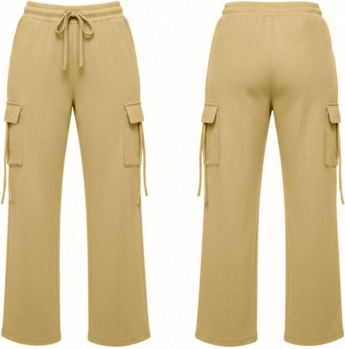 FZYLQY Womens Cargo Pants Elastic Waist Drawstring Wide Leg Casual Trousers with Pockets Loose Fit Summer Travel Pants
