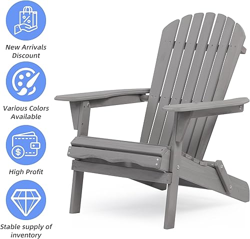 Miniatura 7 de Adirondack - Juego de 2 sillas plegables de madera para exteriores con respaldo de cedro sólido, cómoda silla de descanso para patio, terraza,