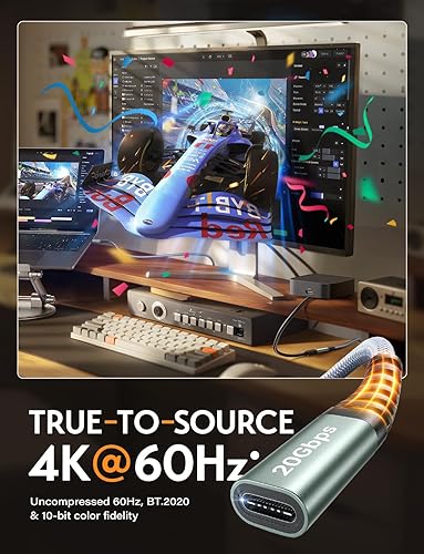 Miniatura 5 de AINOPE Cable de extensión USB C (6.6 pies2 M10 Gbps100 W), extensor USB C 3.2 de transferencia rápida tipo C, extensor de carga compatible con