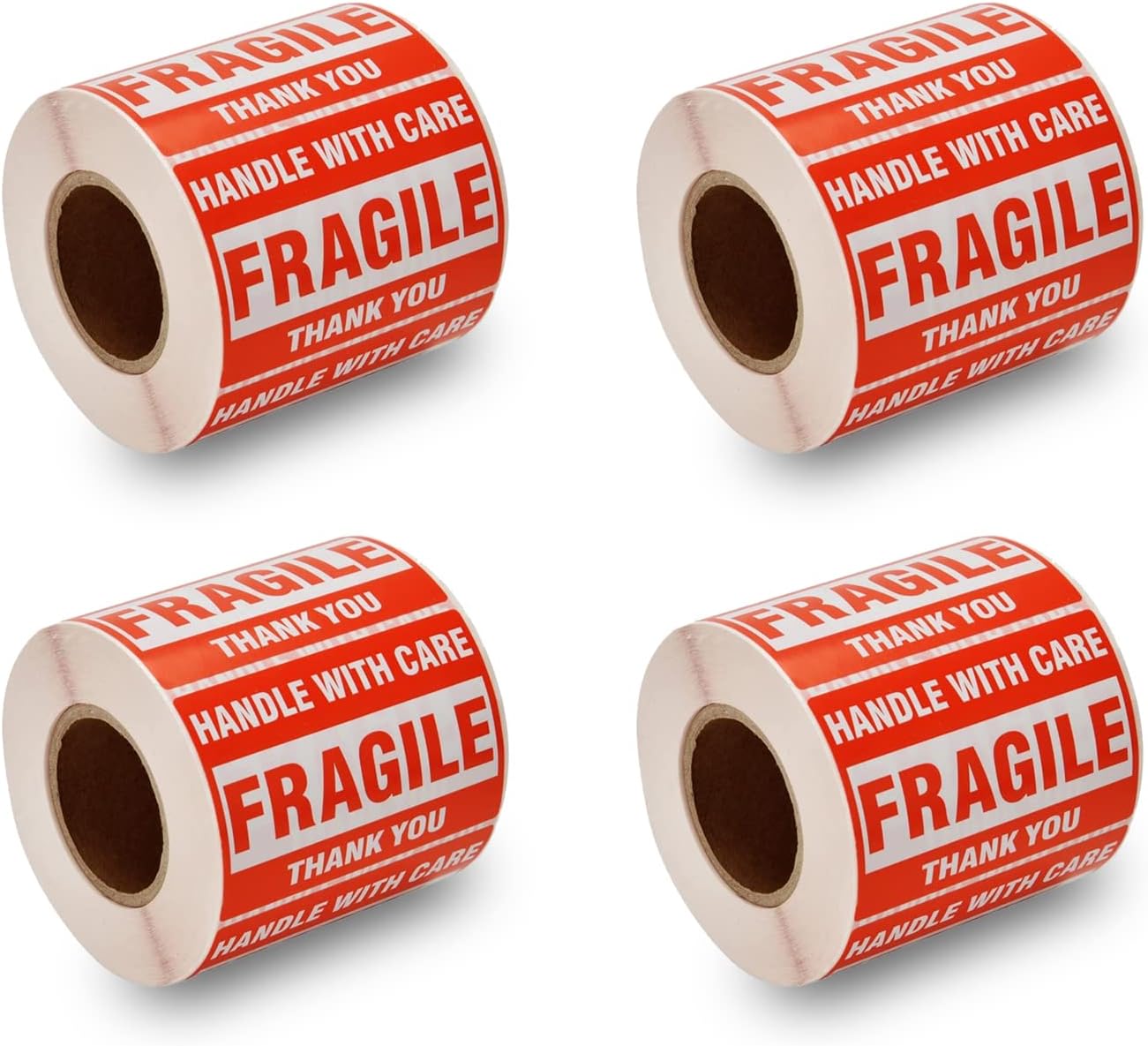 SJPACKSJPACK 2000 Fragile Stickers 4 Rolls 2" x 3" Fragile - Handle with Care - Thank You Shipping Labels Stickers (500 Labels/Roll)