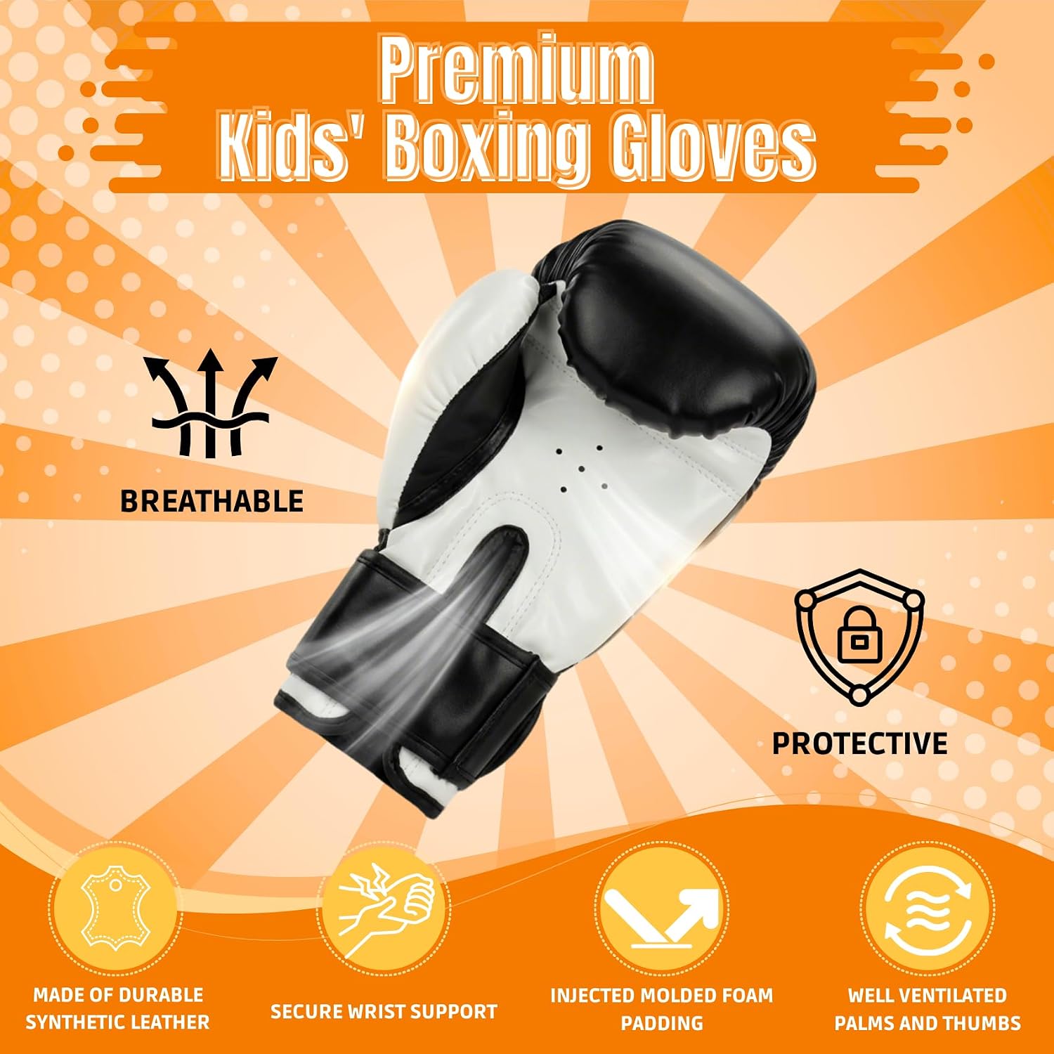 2 Pair Kids Boxing Gloves, 6OZ Leather Boxing Gloves for Kids 3-8 8-12 10-12 Years MMA, Karate, Muay Thai, Taekwond (Red+Blue)