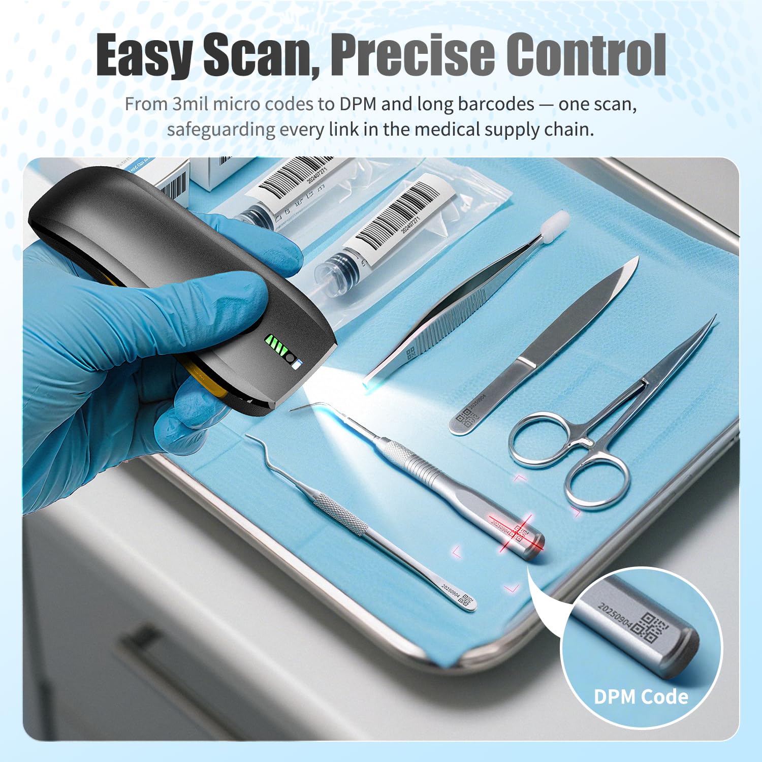 NETUM CS8501 Wireless QR Code Scanner – Lettore Barcode Bluetooth Aggiornato, Mini Portatile 1D & 2D Per Gestione Inventario, Scanner Immagini Per Tablet, Android, iOS, PC E Sistemi POS