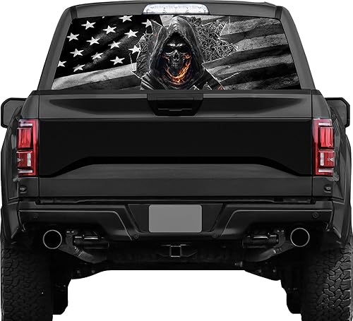 Calcomanía de ventana trasera para camiones, calcomanías de bandera estadounidense para camión, calcomanías de bandera estadounidense negra para