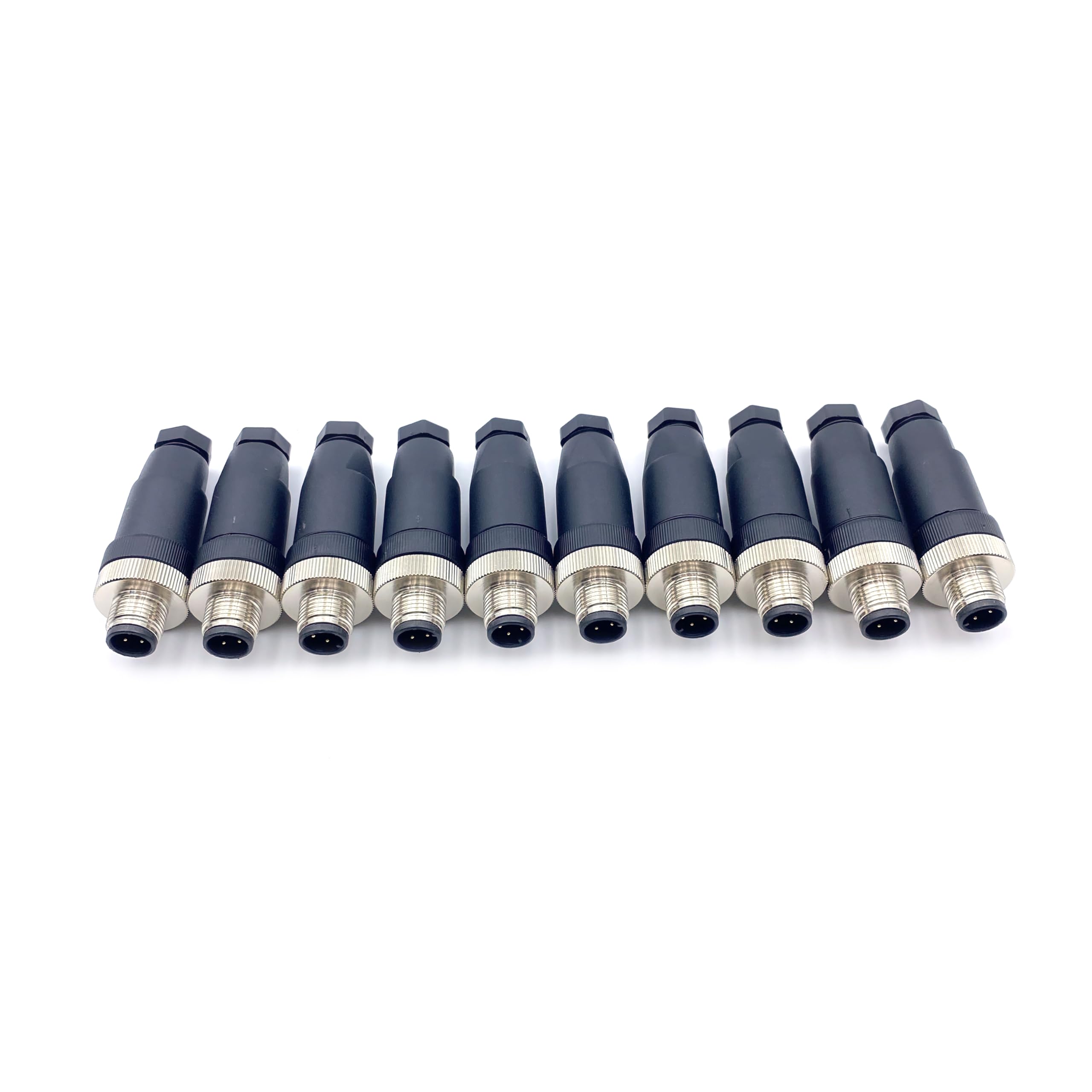 10 pezzi connettori M12 a 4 poli, connettori rotondi con codifica A a 4 pin installabili in loco con attacco a vite, connettore maschio Aviation da 12 mm, IP67 impermeabile, connettore circolare