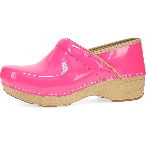 Dansko XP 2.0 Clogs - Lightweight Slip-Resistant Footwear for Comfort and Support - Ideal for Long Standing Professionals - Nursing, Food Service, Healthcare Professionals Pink Neon 5.5-6 Wide US