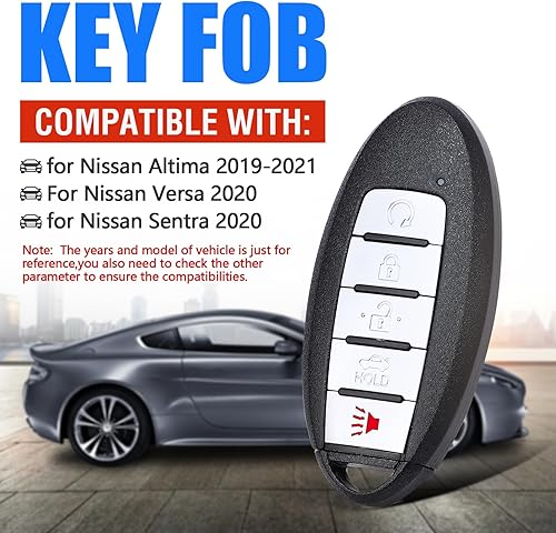 Miniatura 2 de Reemplazo remoto inteligente de la llave del coche de entrada sin llave 433MHz 4A chip para Nissan Altima Sentra Versa KR5TXN4 S180144803 5 botones