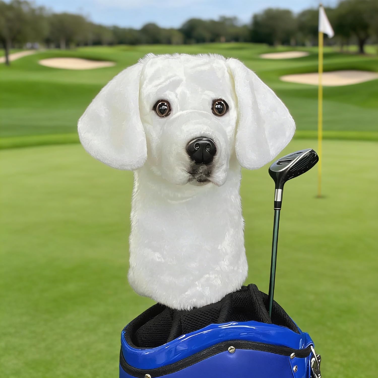 Dog Head Golf Driver Club Headcover, Neutral Decor for Golf Spaces (Off-White Labrador)