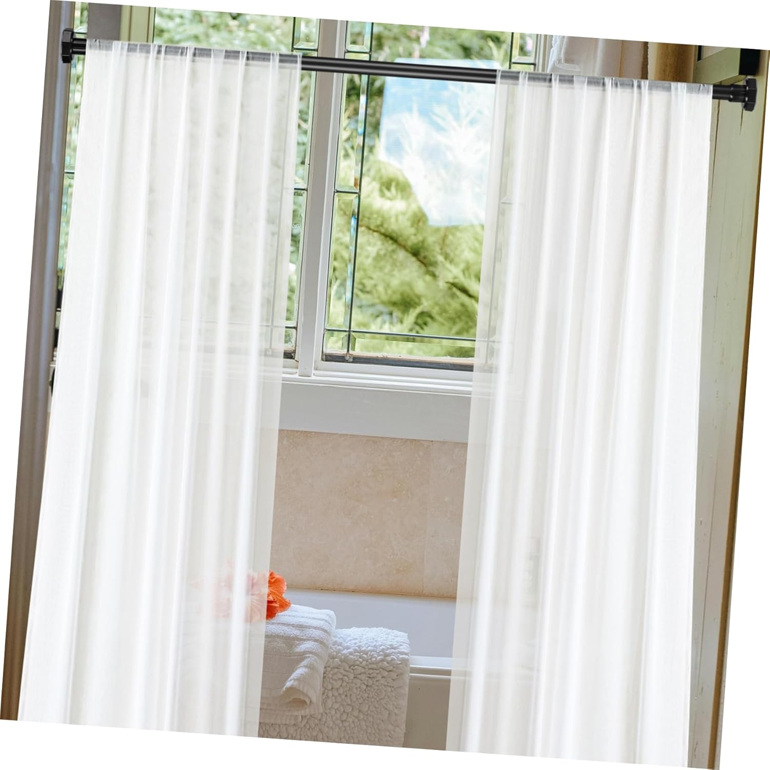 PRETYZOOM Extendable Tension Shower Curtain Rod Adjustable Clothes Drying Pole Multi Purpose Utility for Windows Room Dividers and Closet Organization