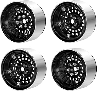 2.2 RCロッククローラーホイールリム アルミニウム ビードロック ホイールハブ for AXIAL WRAITH 90048 RR10 (ブラック4pcs)